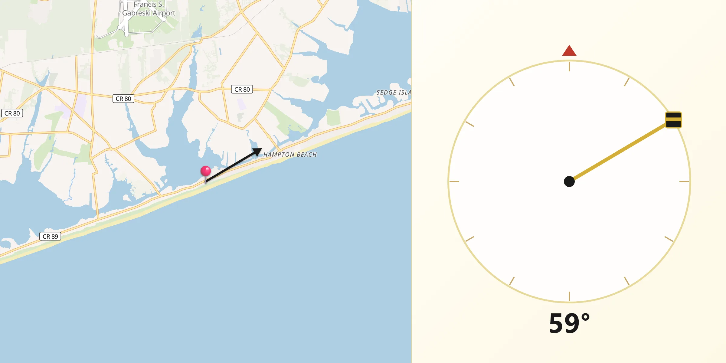 Qibla Direction from Westhampton Beach