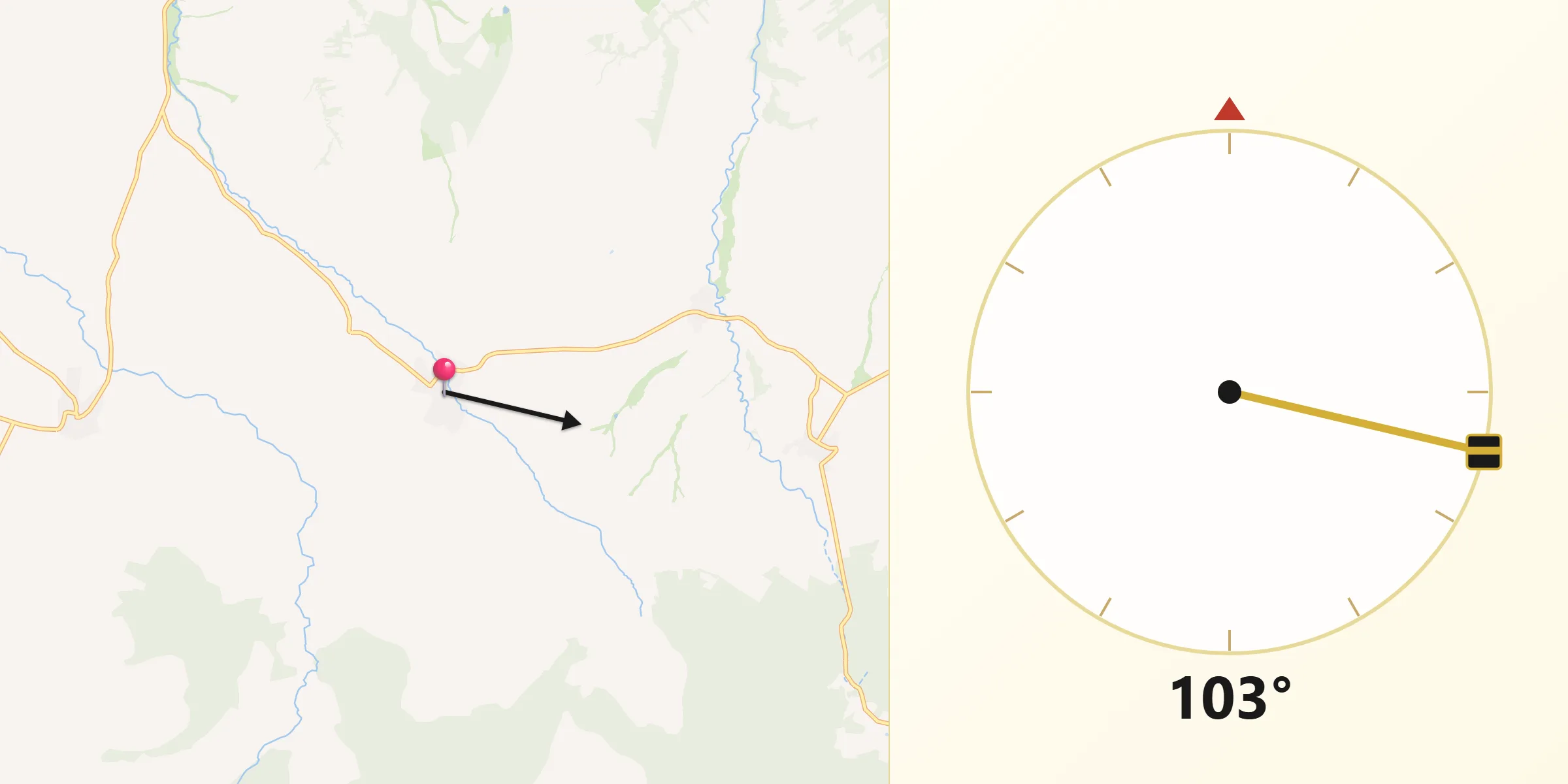 Dirección de la Qibla desde Herreros de Suso