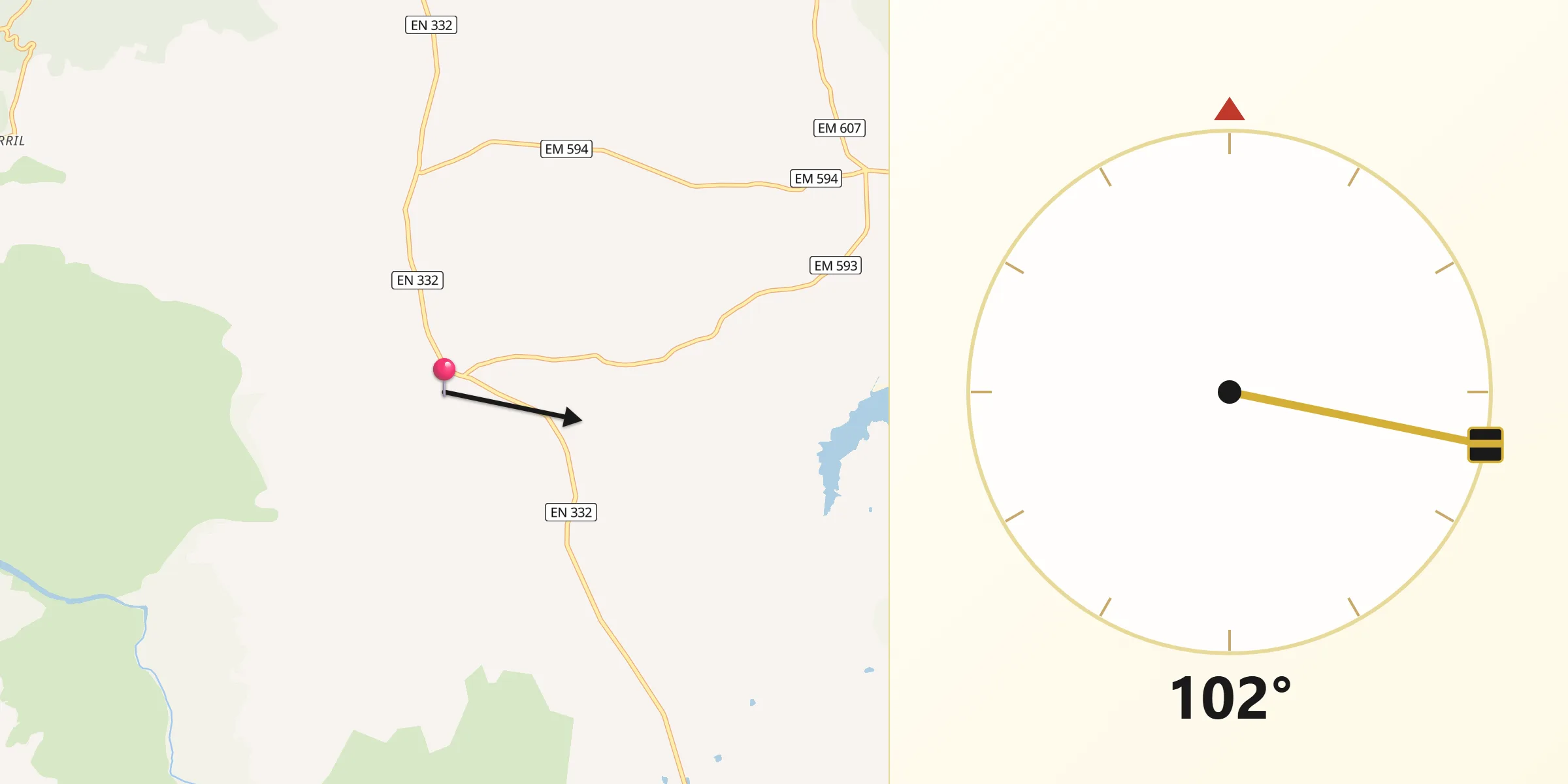 Direção da Qibla a partir de Reigada
