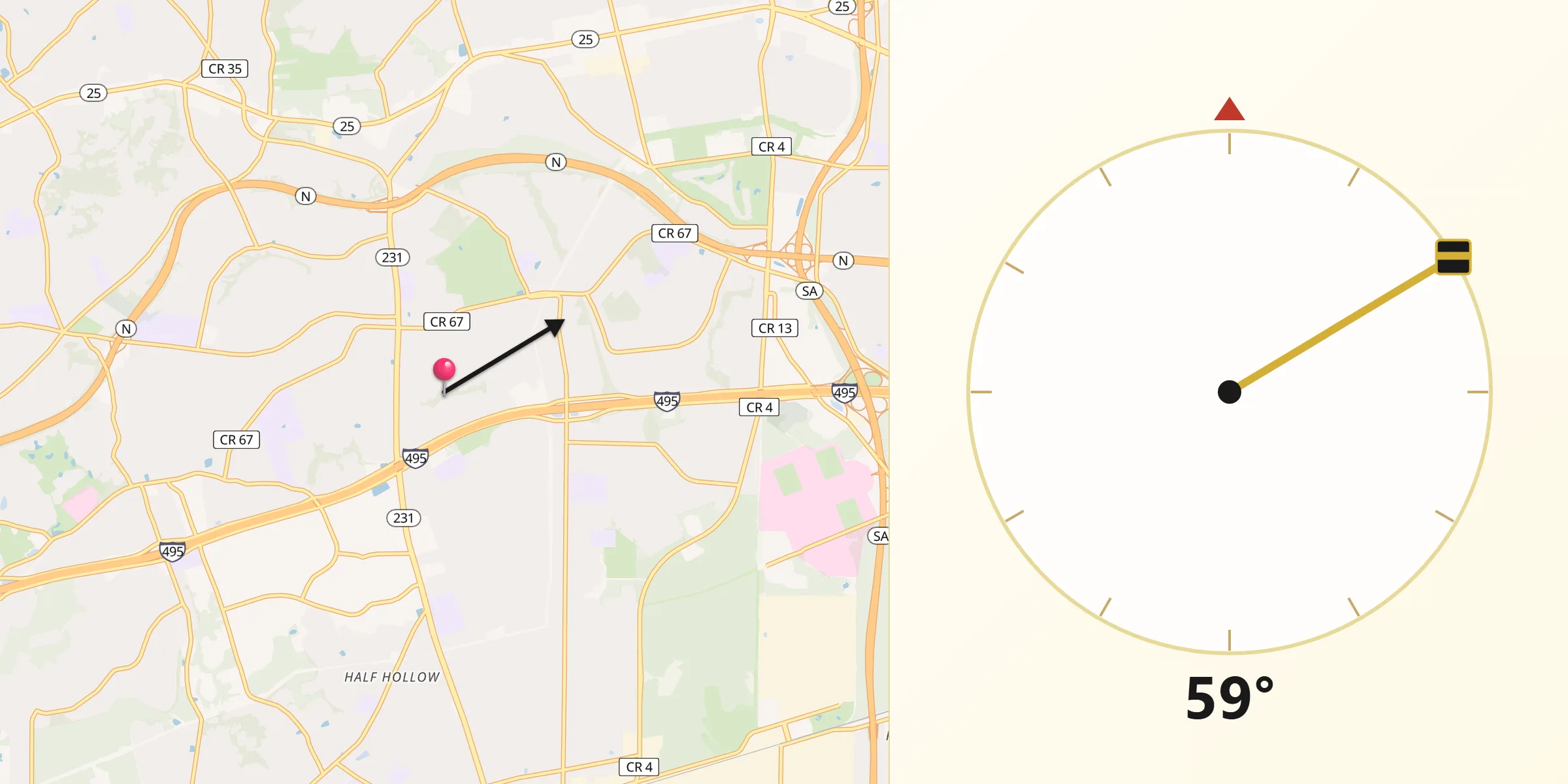 Qibla Direction from Dix Hills