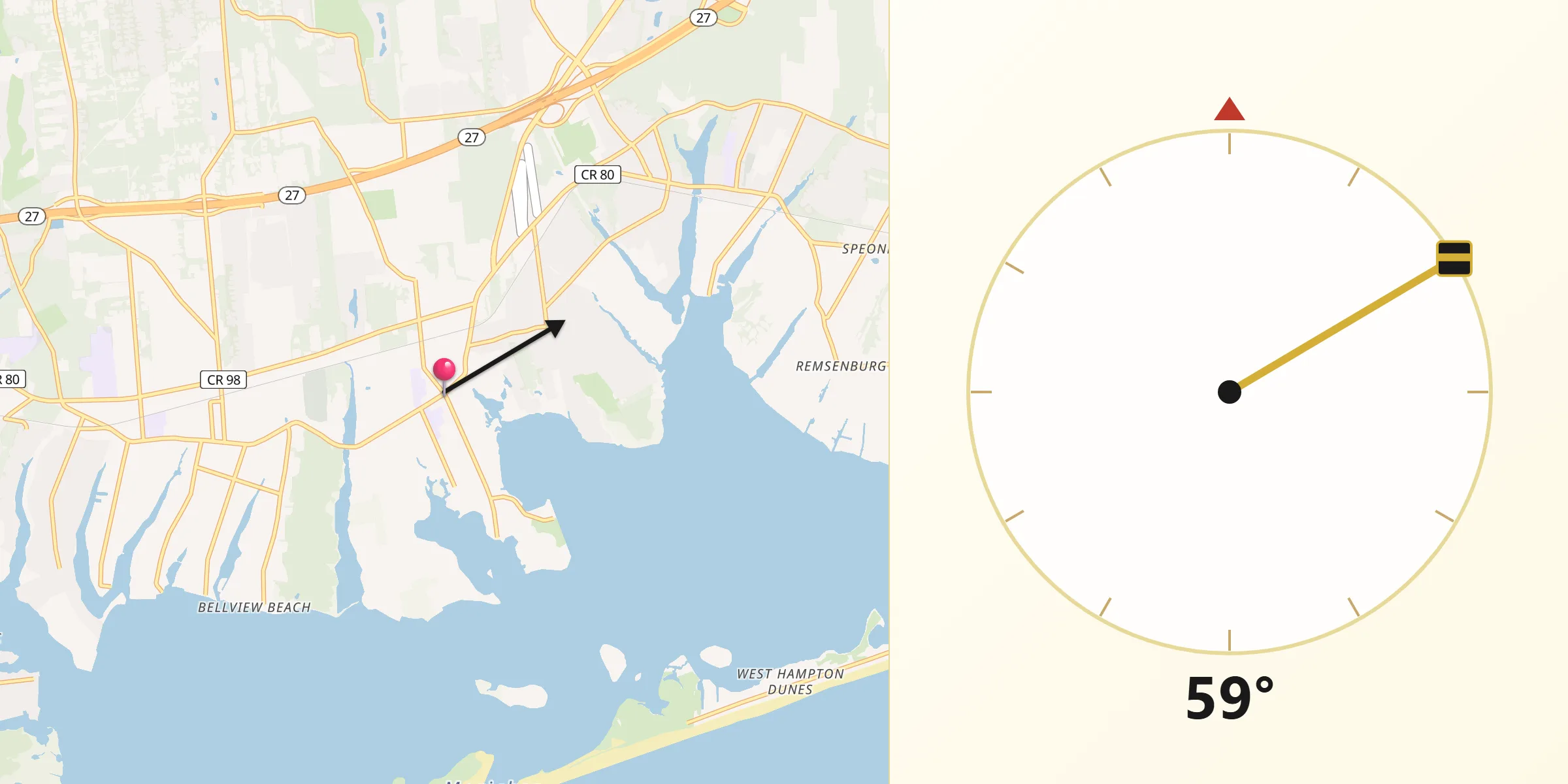 Qibla Direction from East Moriches