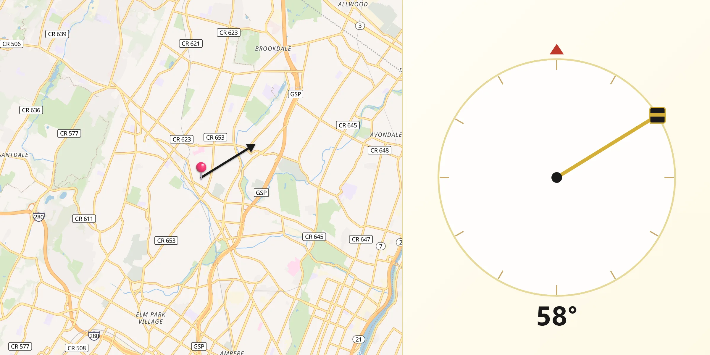 Qibla Direction from Glen Ridge