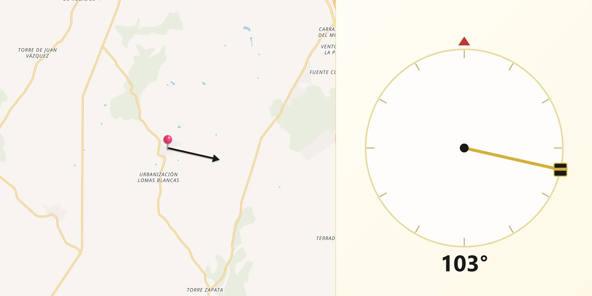 Dirección de la Qibla desde Morille