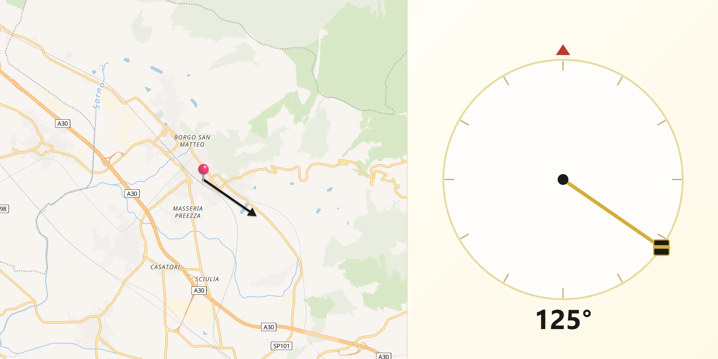 Direzione della Qibla da Sarno