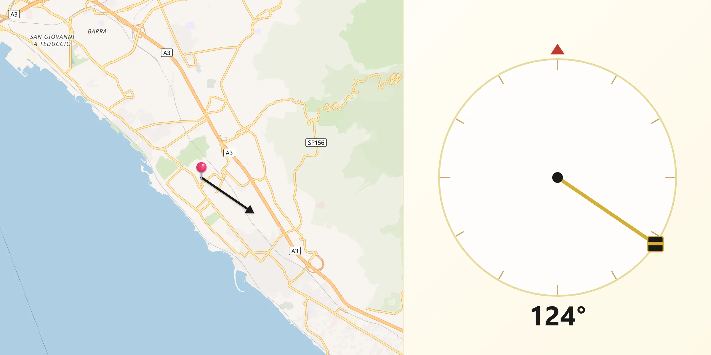 Direzione della Qibla da Ercolano