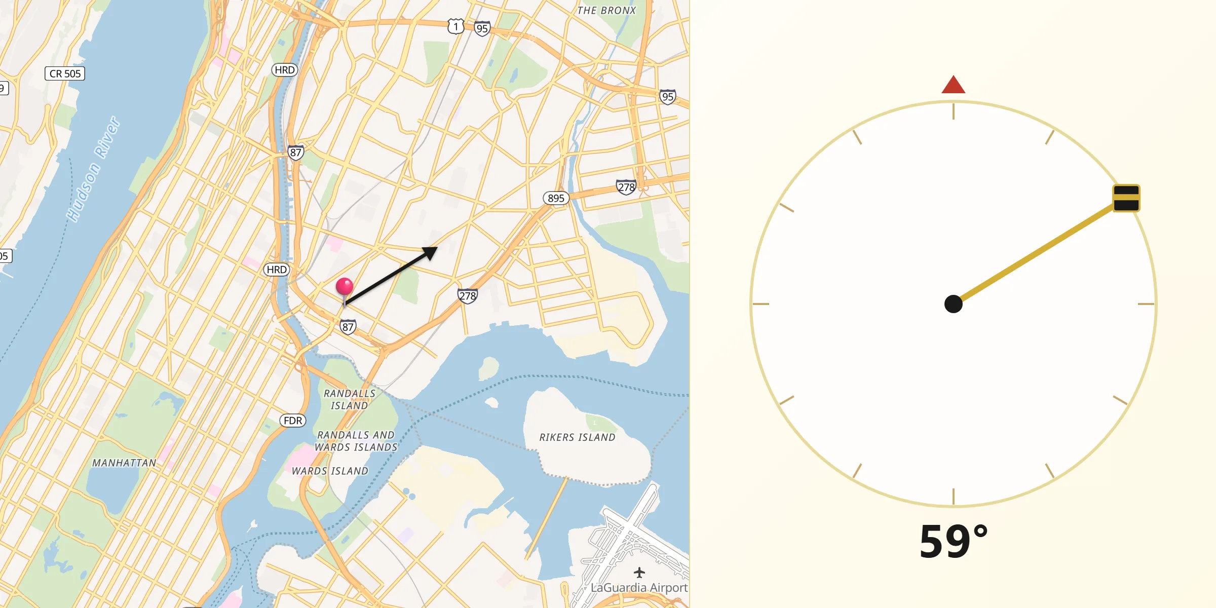 Qibla Direction from Mott Haven