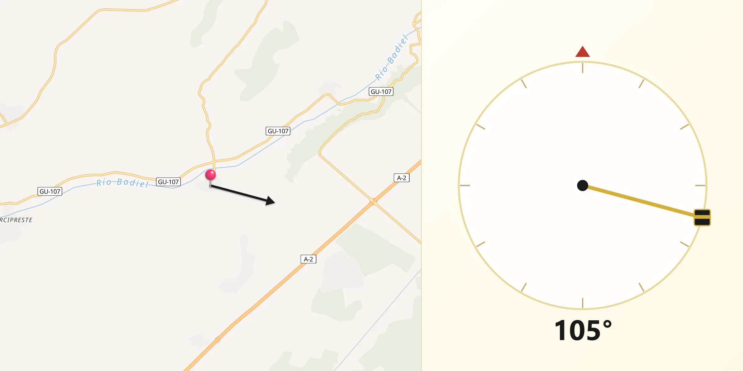 Dirección de la Qibla desde Valdearenas