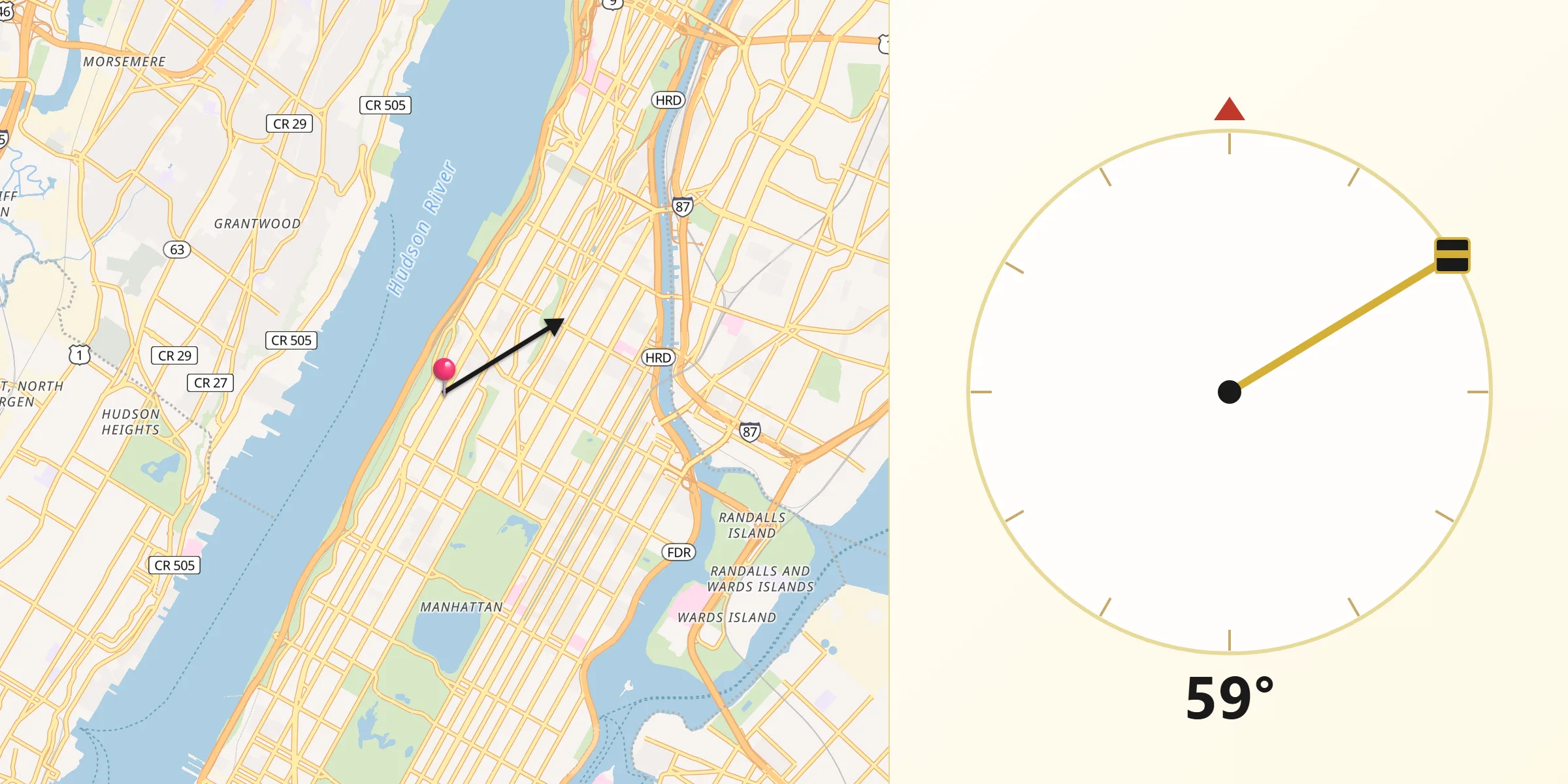 Qibla Direction from Morningside Heights