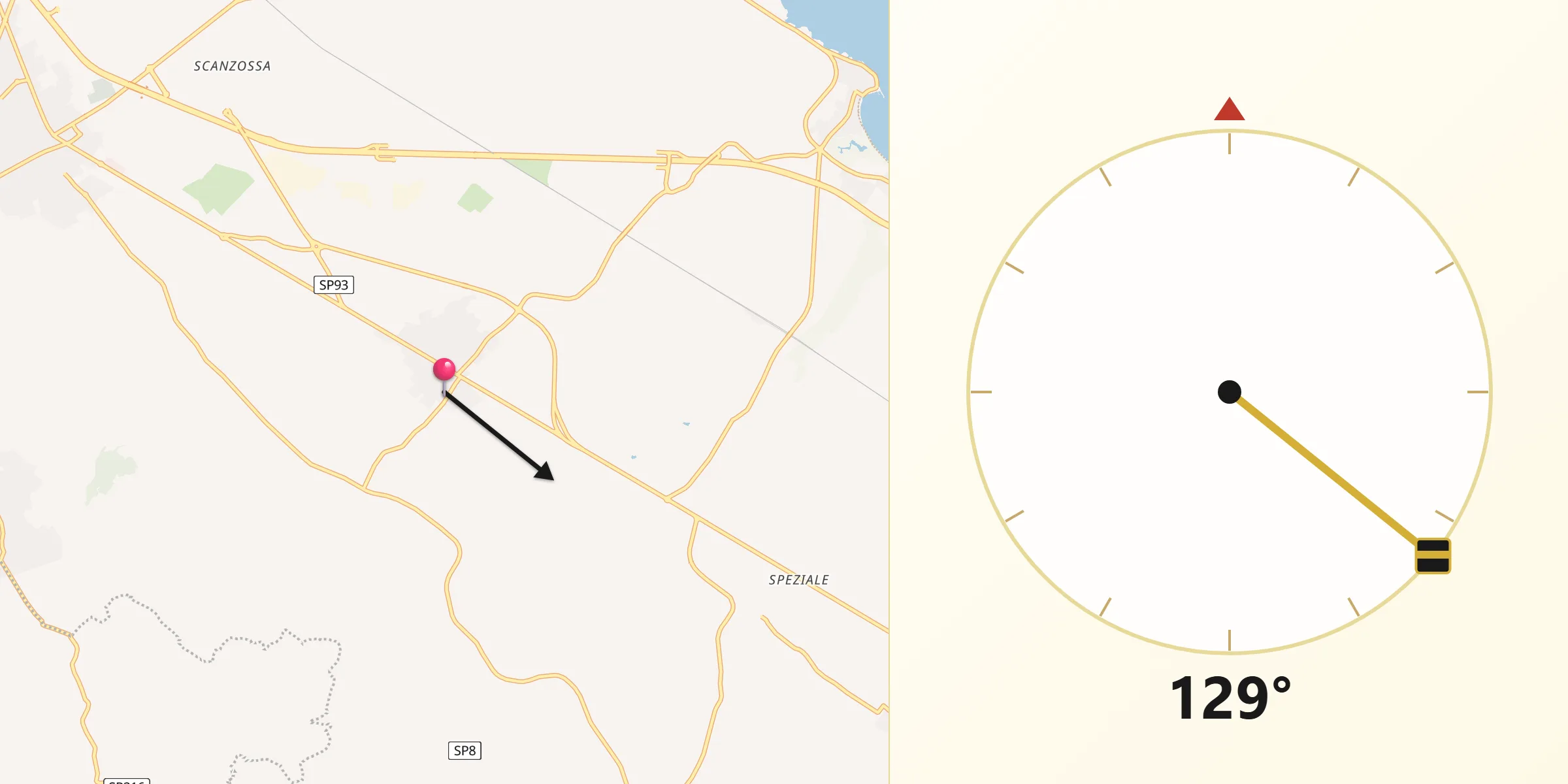 Direzione della Qibla da Pezze di Greco