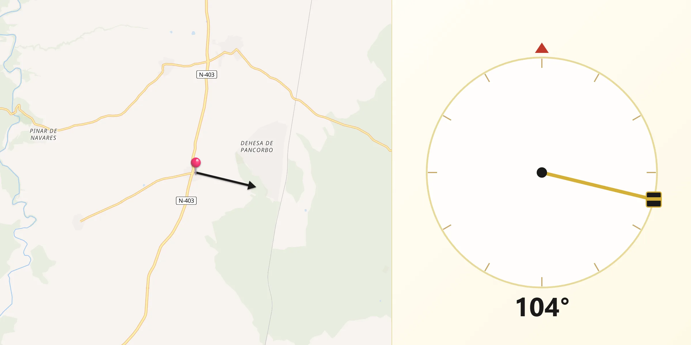 Dirección de la Qibla desde Santo Domingo de las Posadas