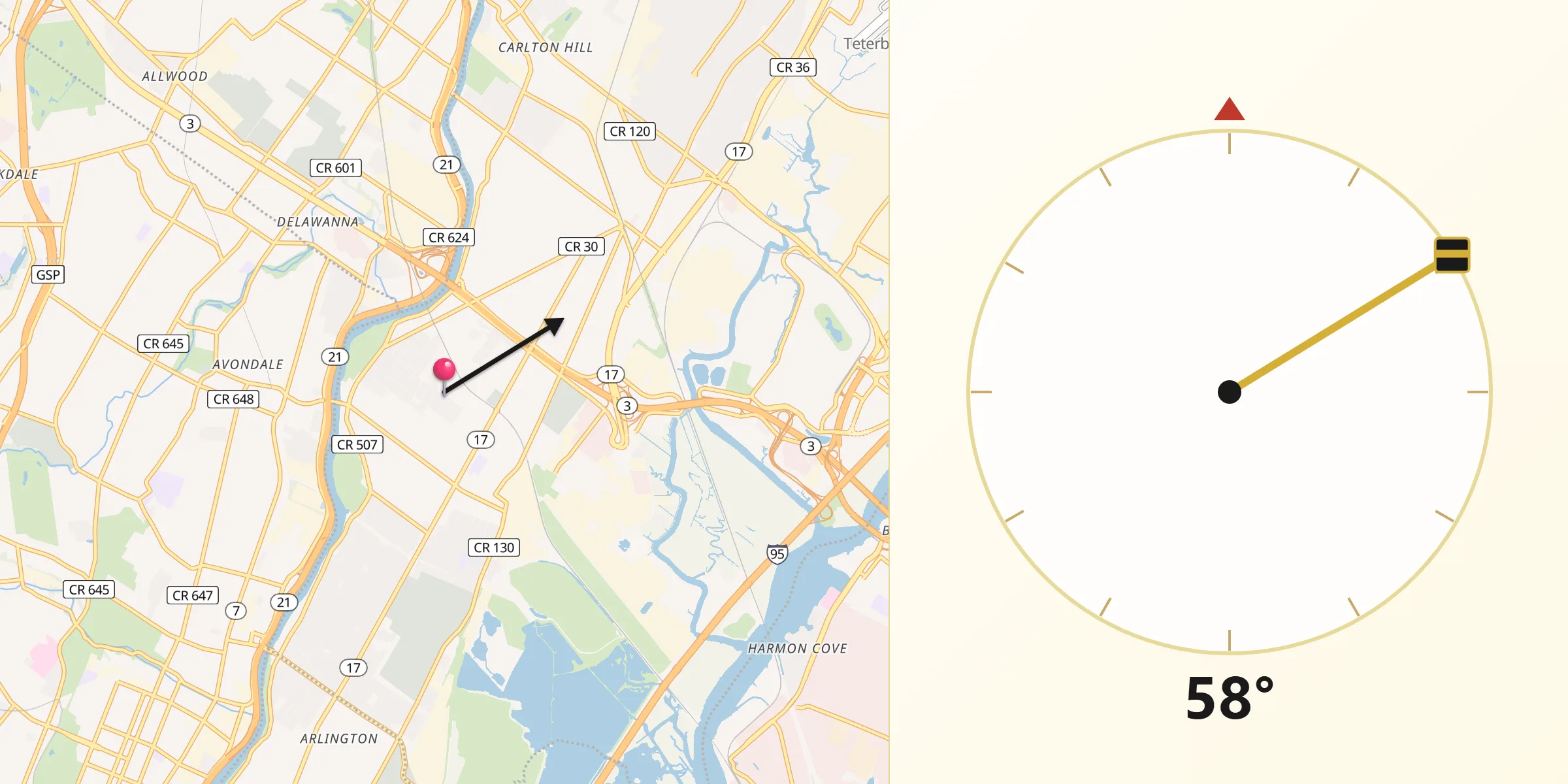 Qibla Direction from Lyndhurst