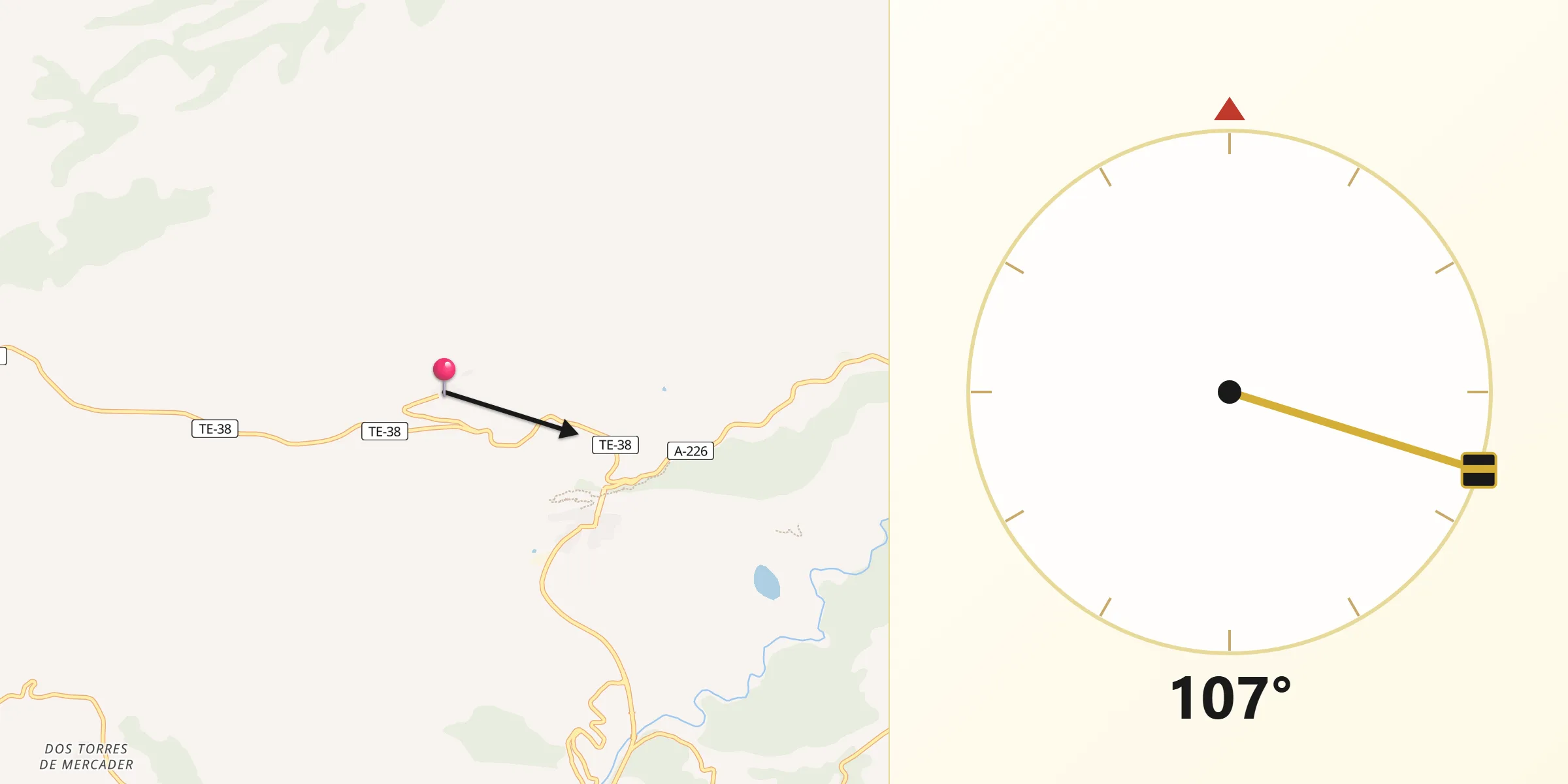 Dirección de la Qibla desde Seno