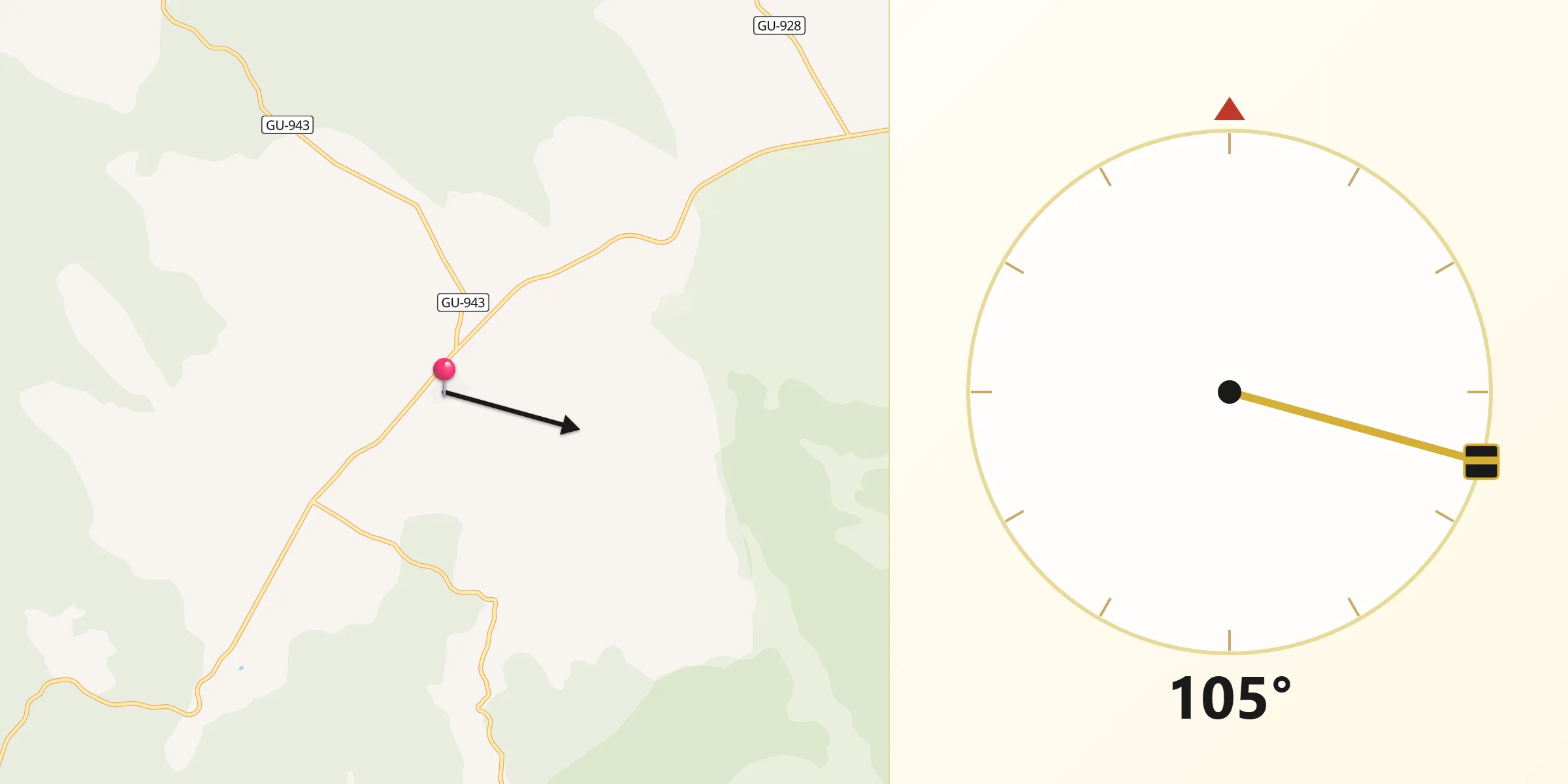 Dirección de la Qibla desde Canredondo