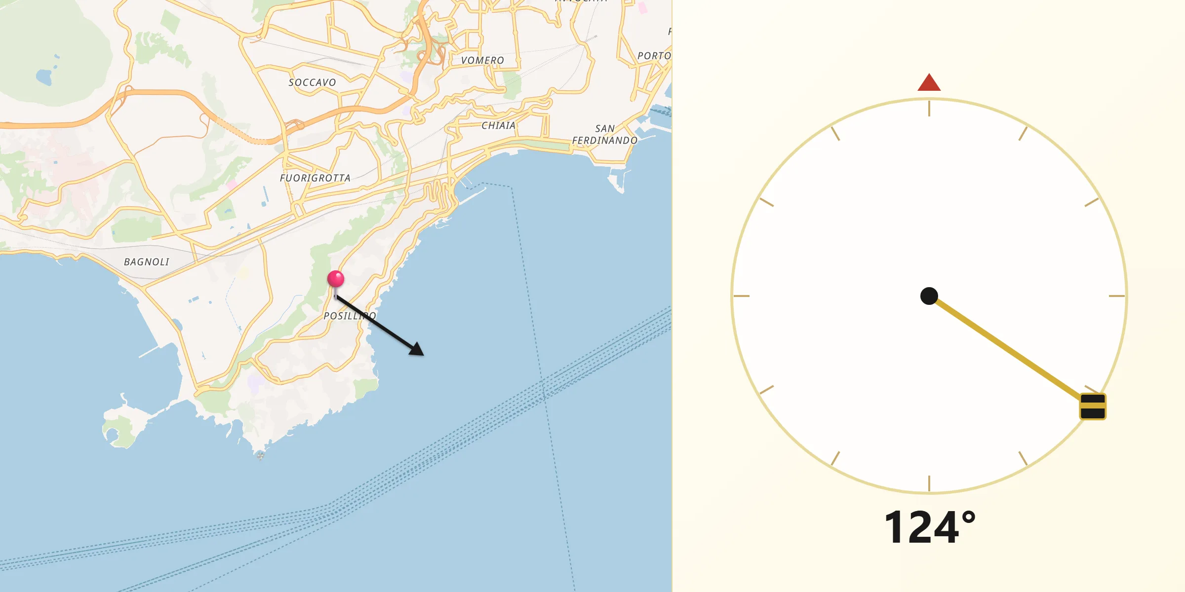 Direzione della Qibla da Posillipo