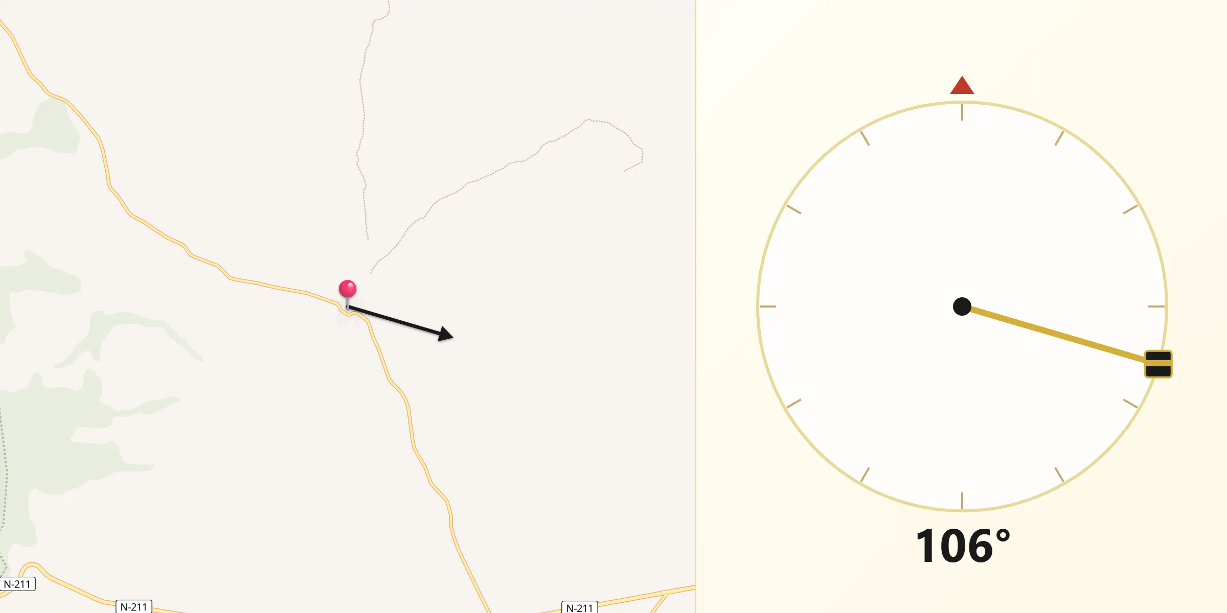 Dirección de la Qibla desde Blancas