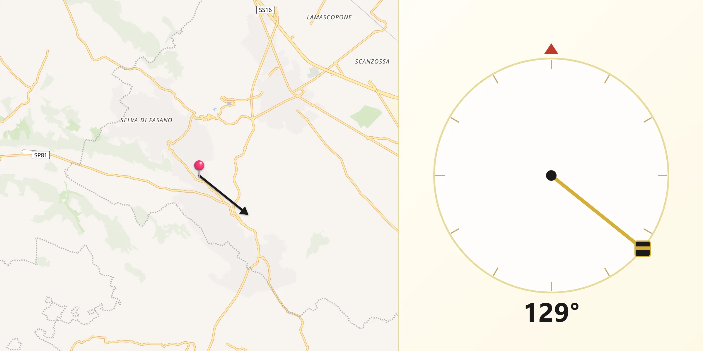 Direzione della Qibla da Lamie di Olimpie-Selva