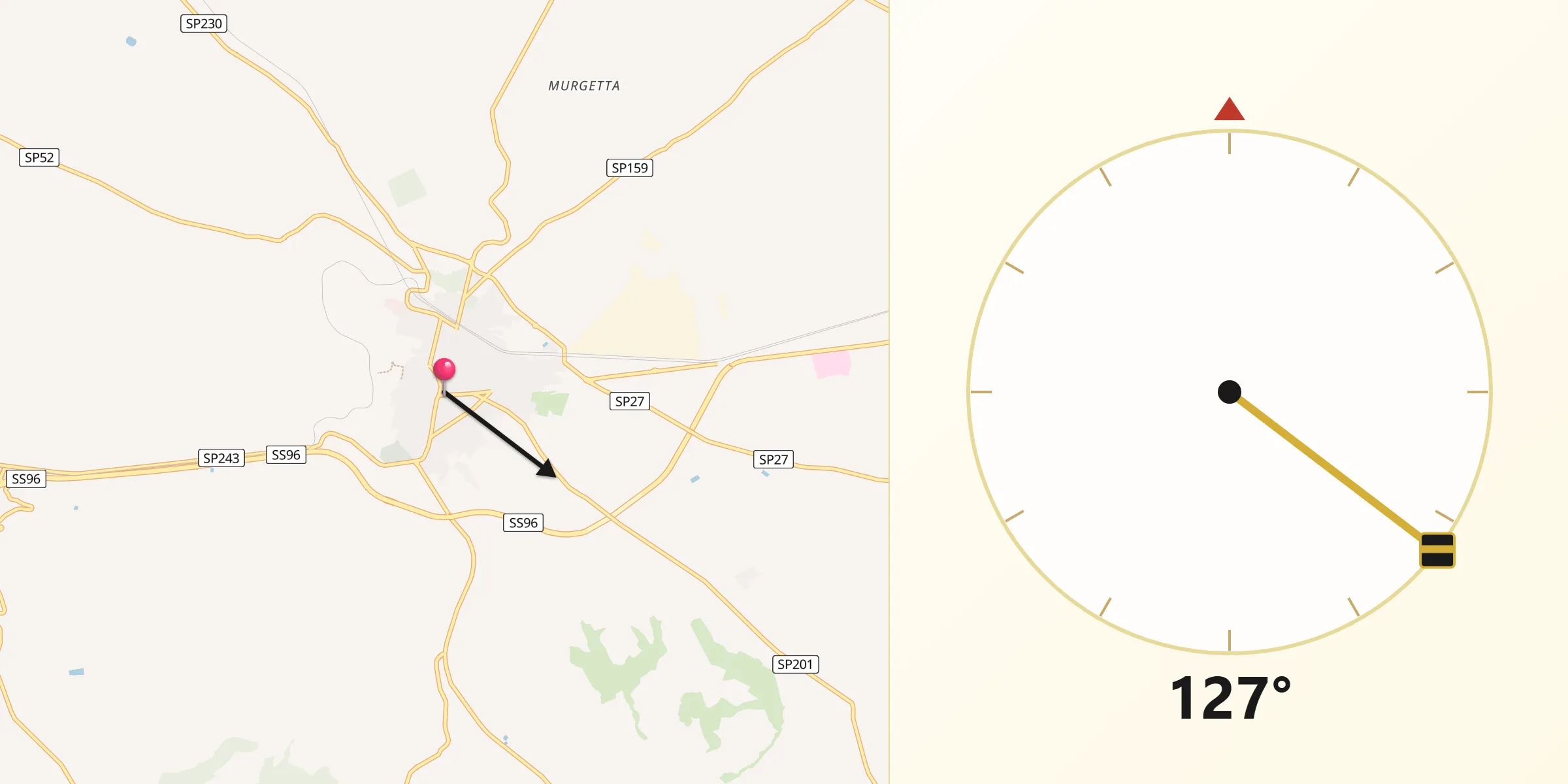 Direzione della Qibla da Gravina in Puglia