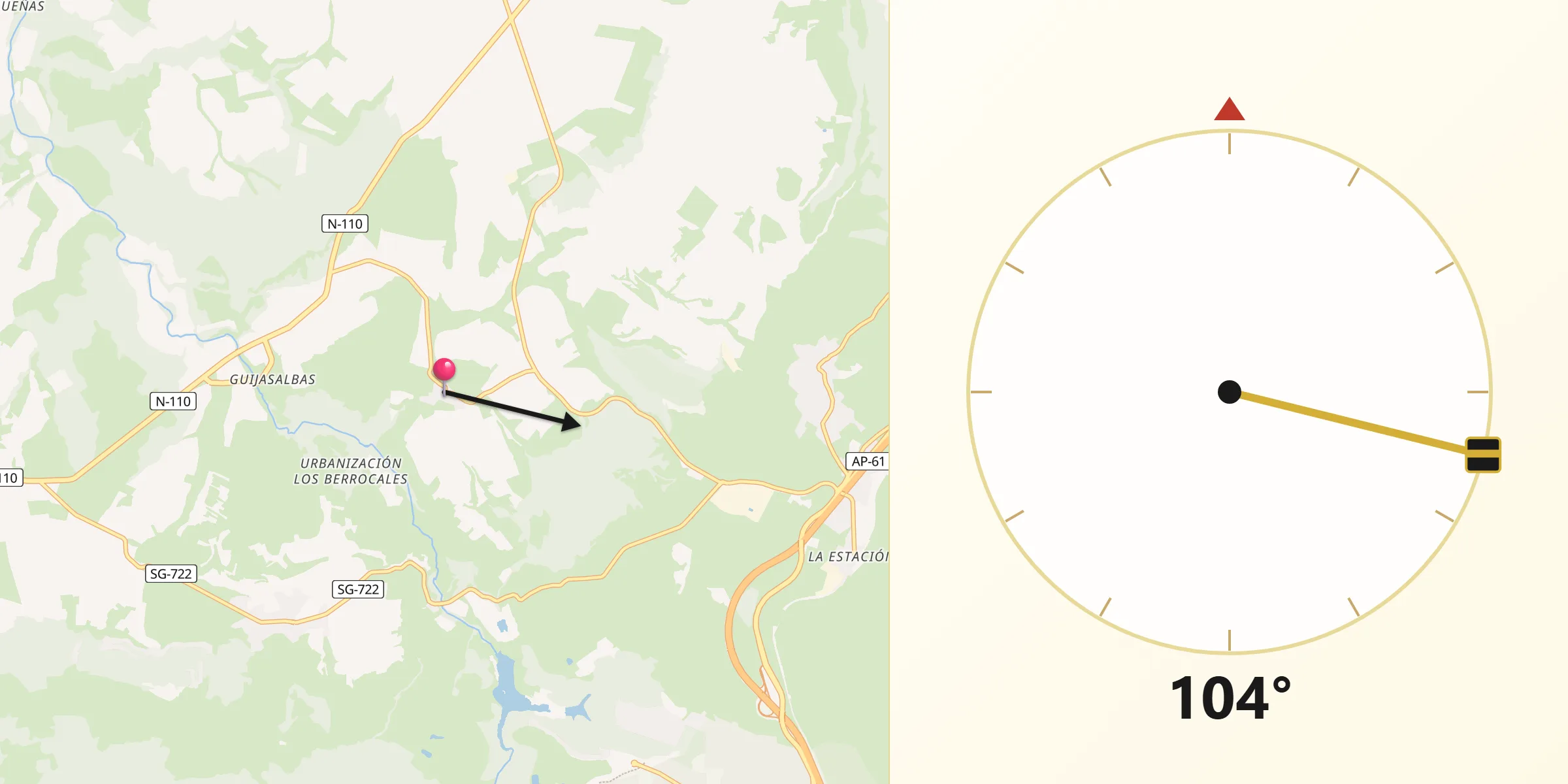 Dirección de la Qibla desde Valdeprados