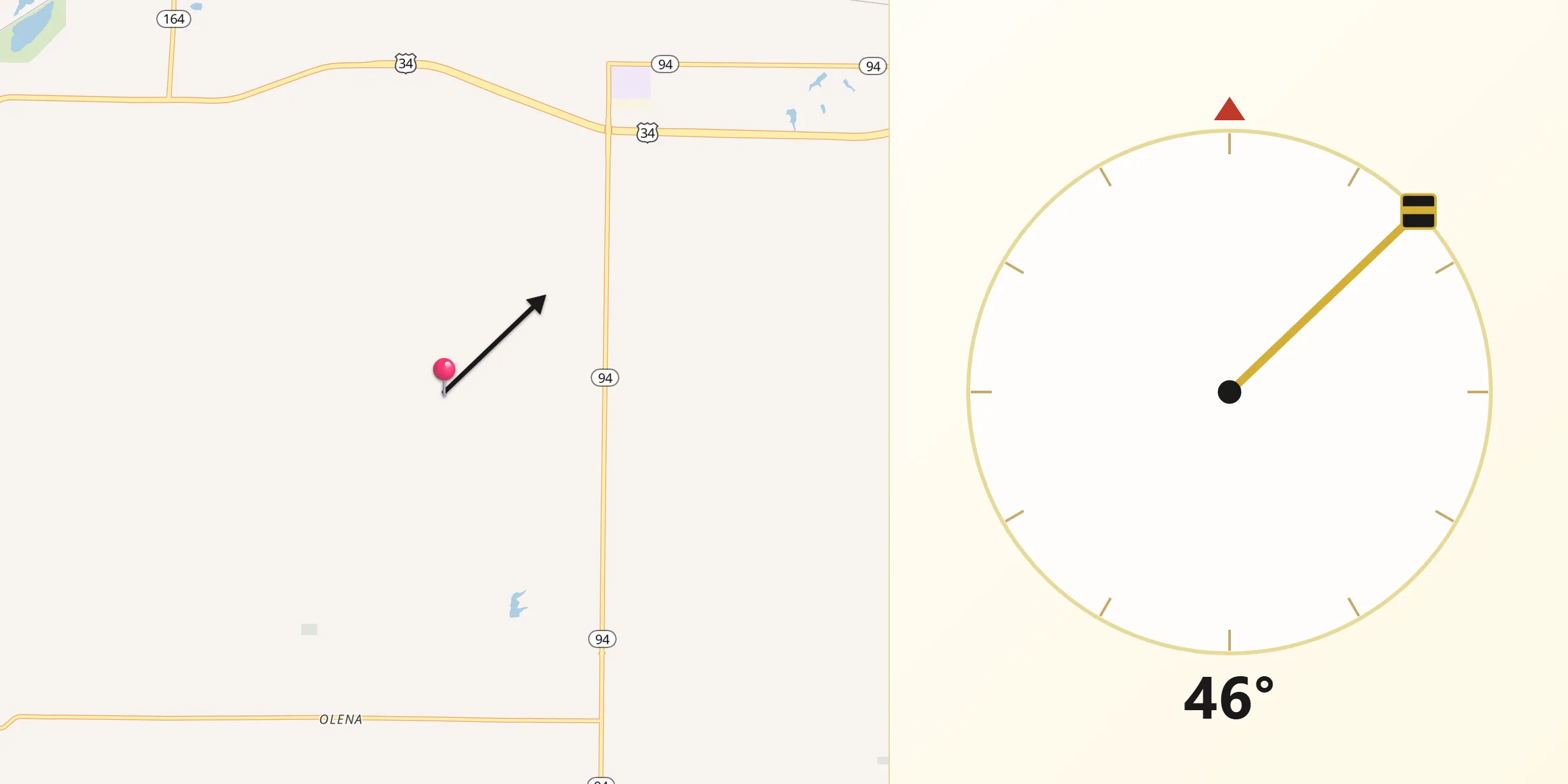 Qibla Direction from Henderson County