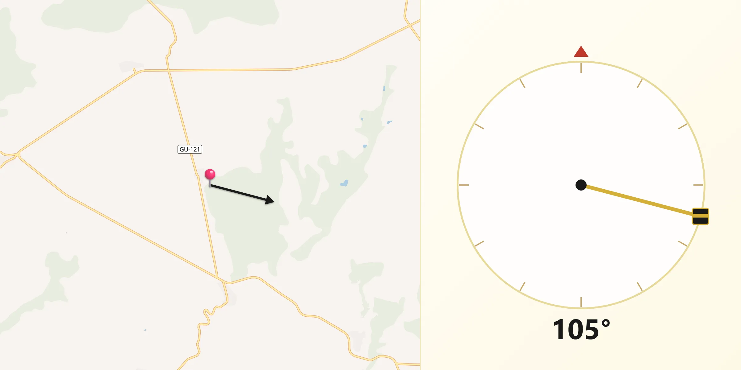 Dirección de la Qibla desde Villaseca de Uceda