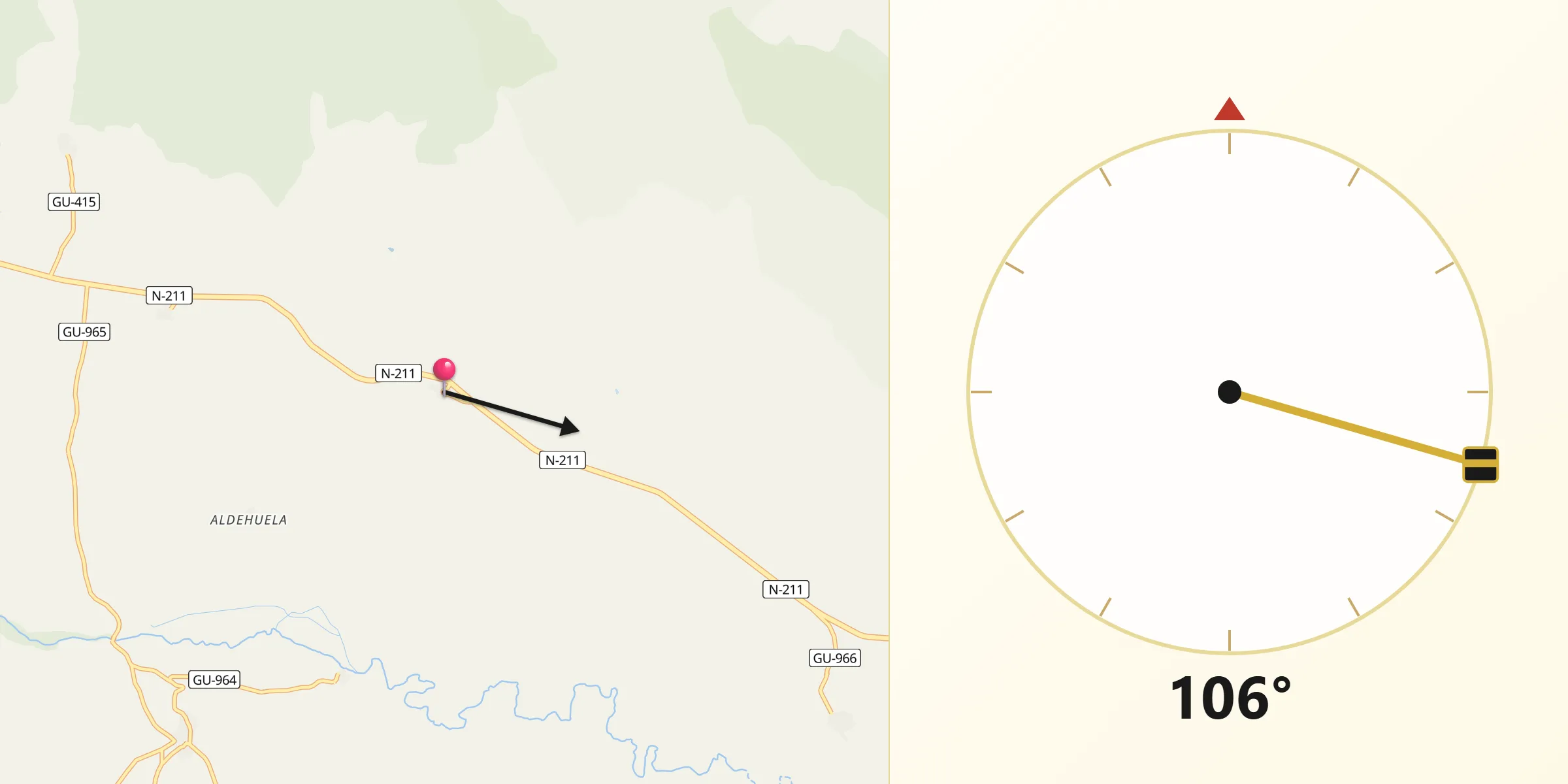 Dirección de la Qibla desde Castellar de la Muela