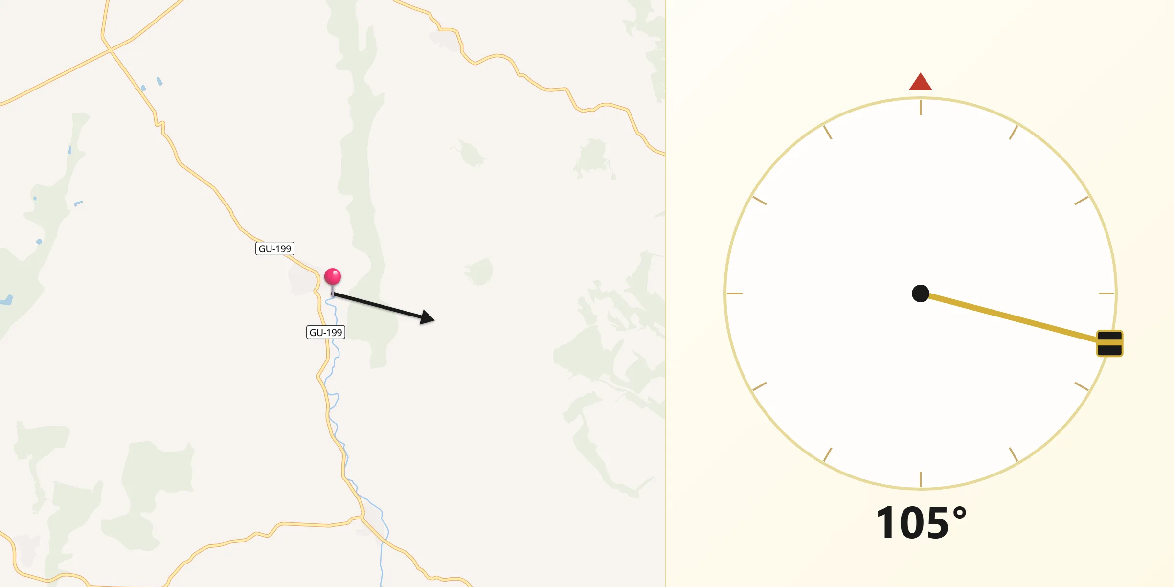Dirección de la Qibla desde Malaguilla