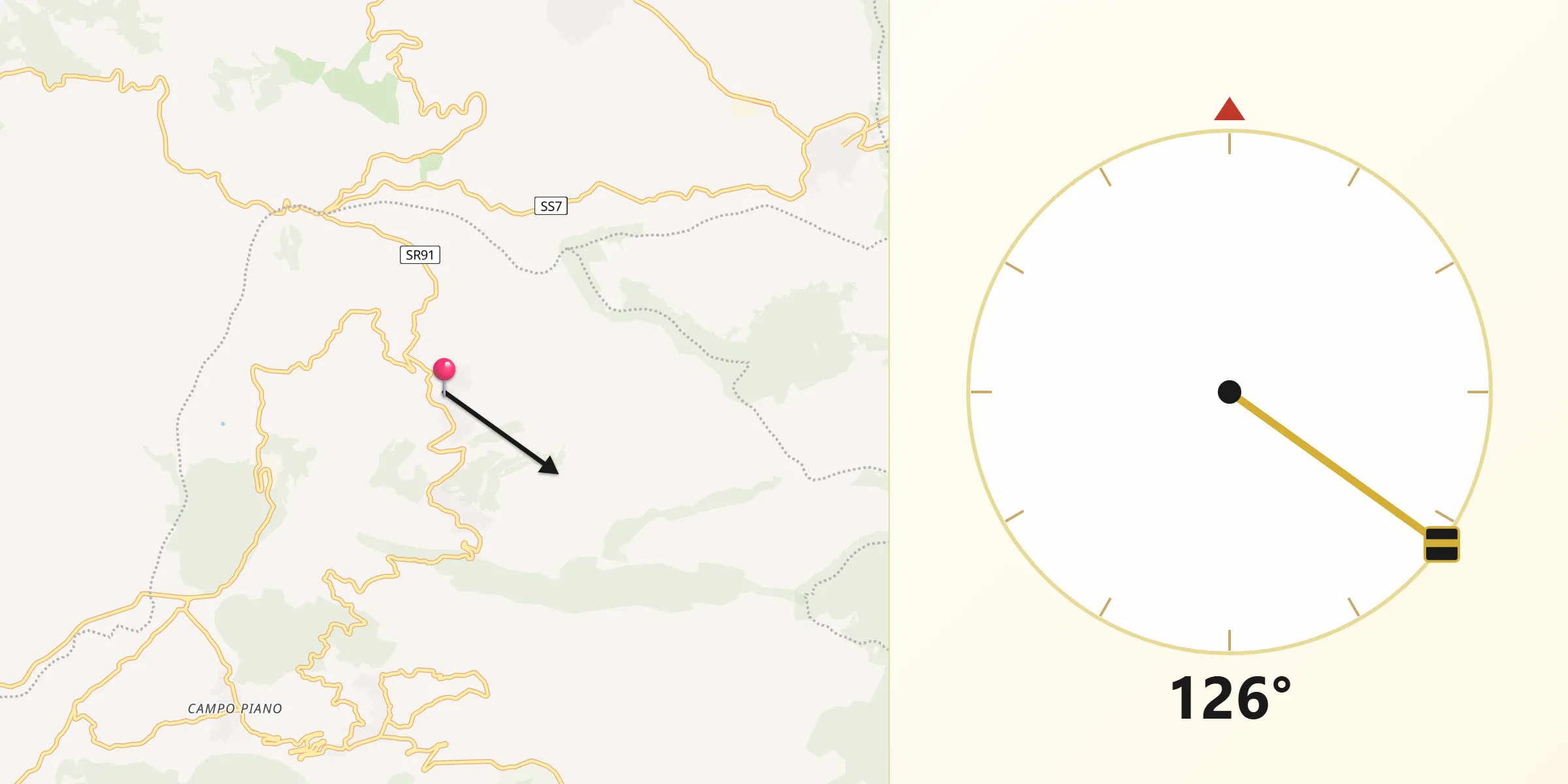 Direzione della Qibla da Castelnuovo di Conza