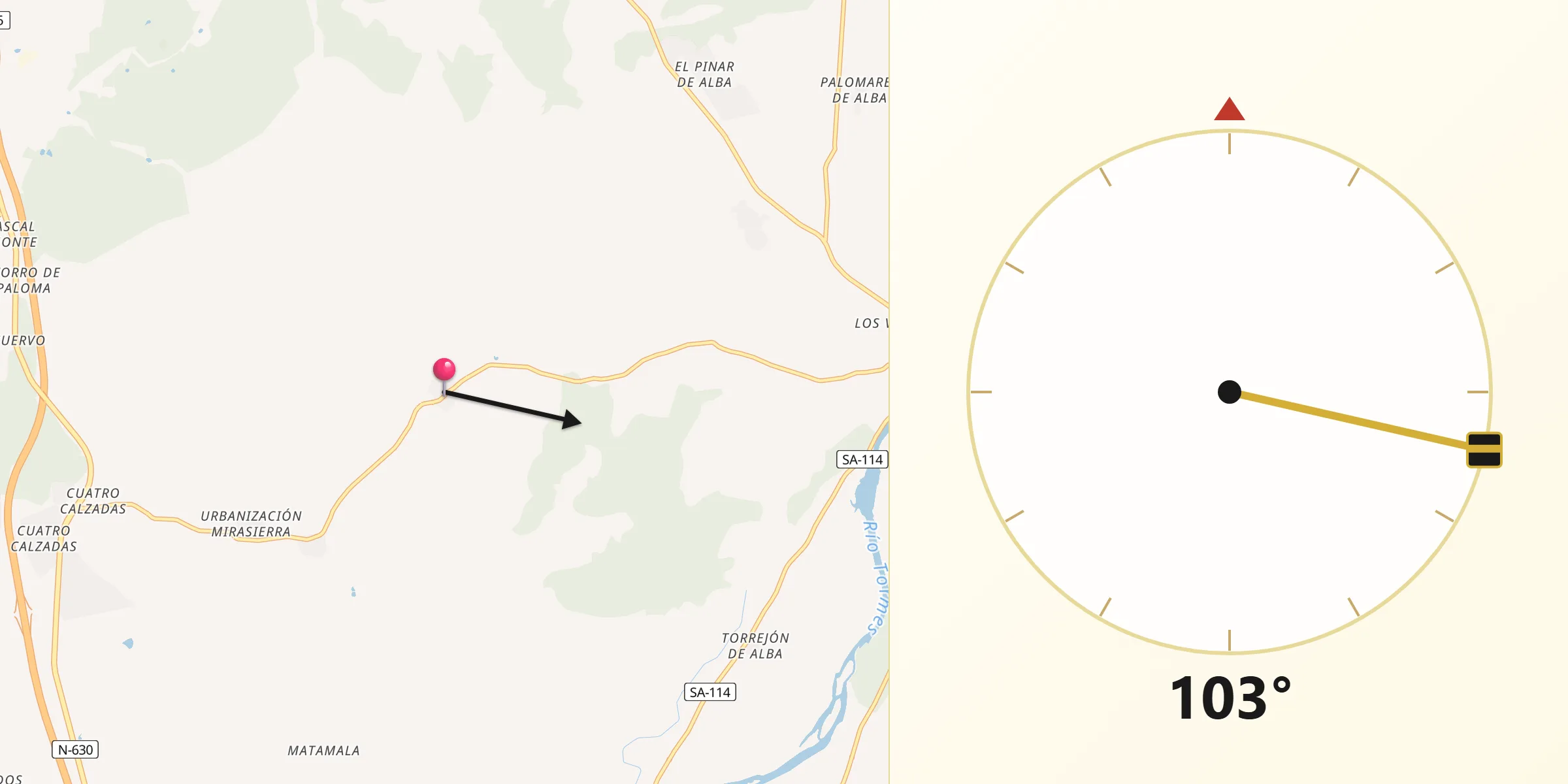 Dirección de la Qibla desde Valdemierque