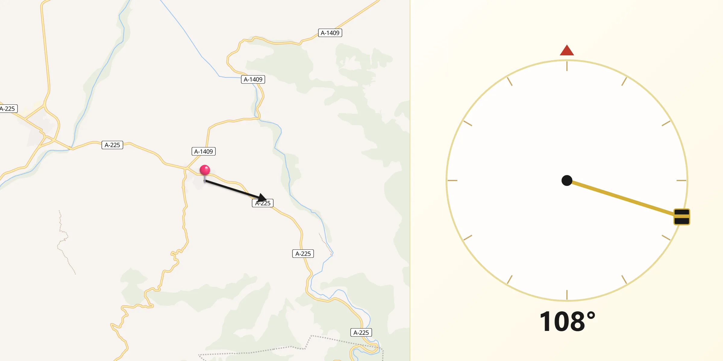 Dirección de la Qibla desde Aguaviva