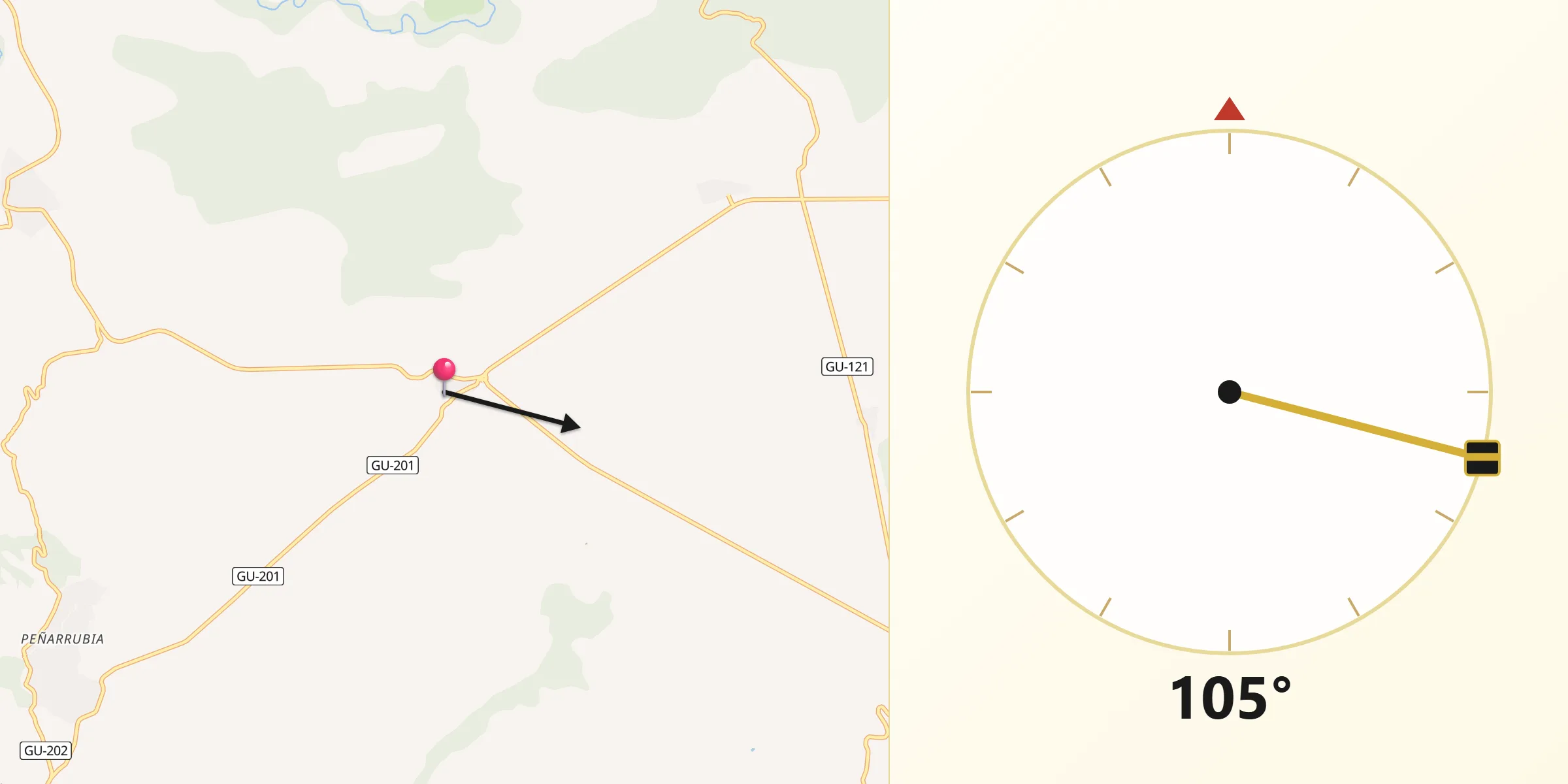 Dirección de la Qibla desde El Cubillo de Uceda