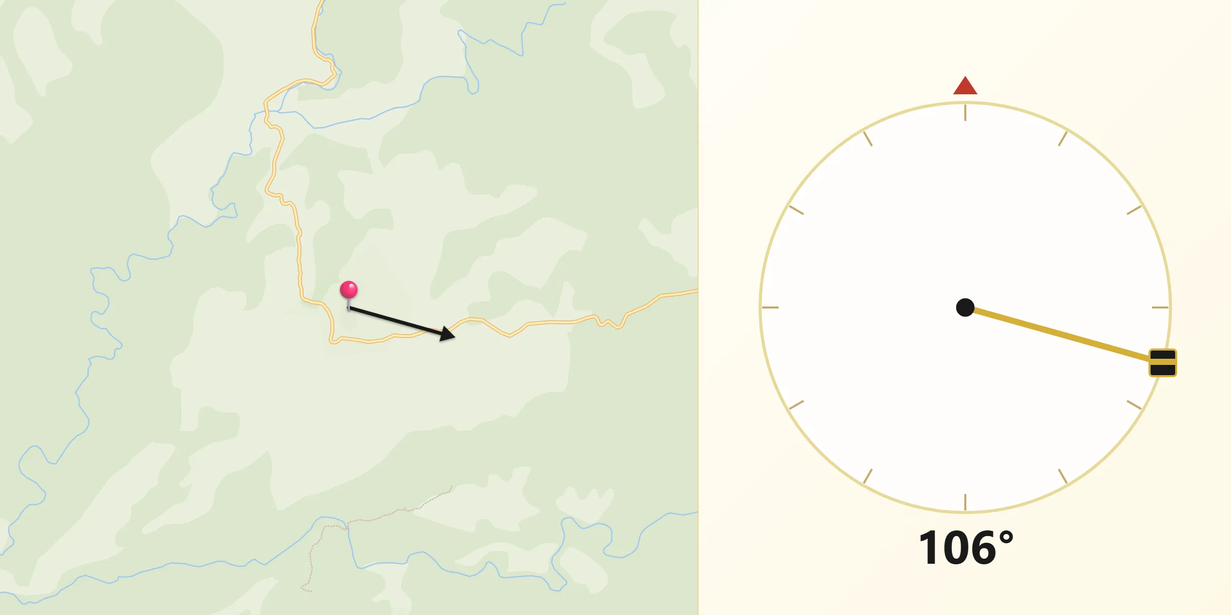 Dirección de la Qibla desde Huertahernando