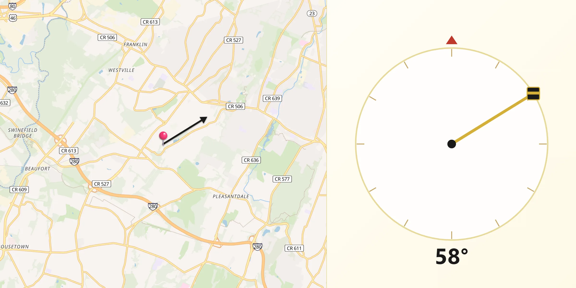 Qibla Direction from Essex Fells