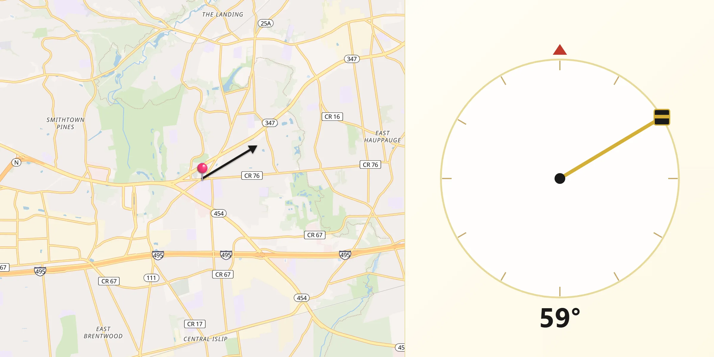 Qibla Direction from Hauppauge