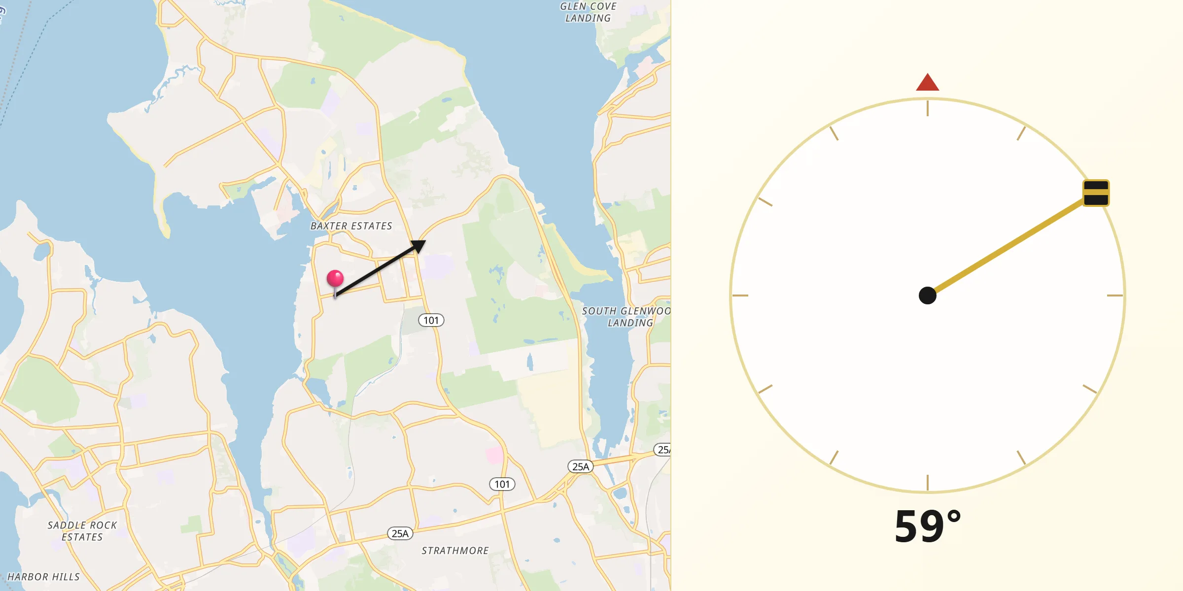 Qibla Direction from Port Washington