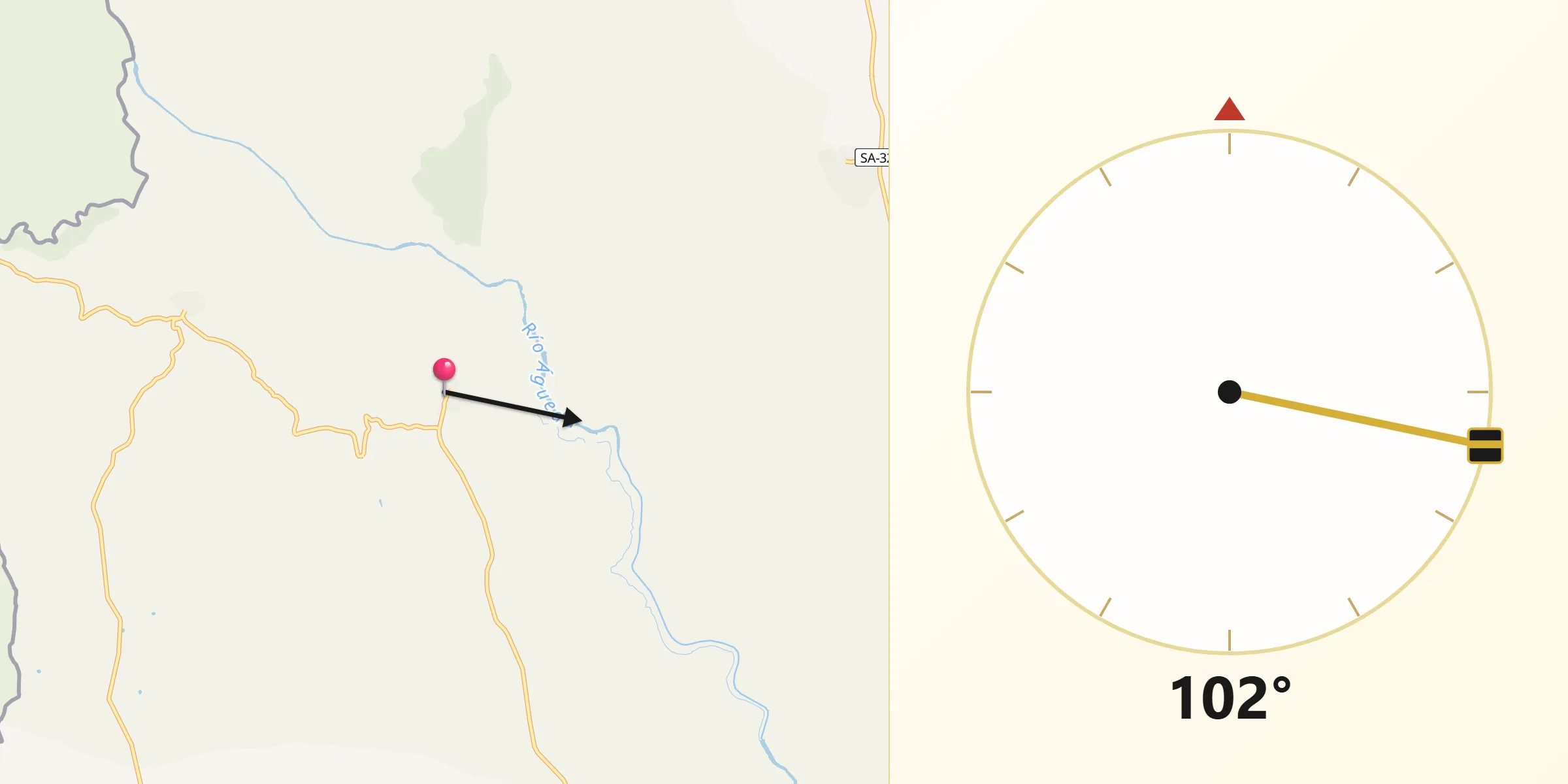 Dirección de la Qibla desde Puerto Seguro