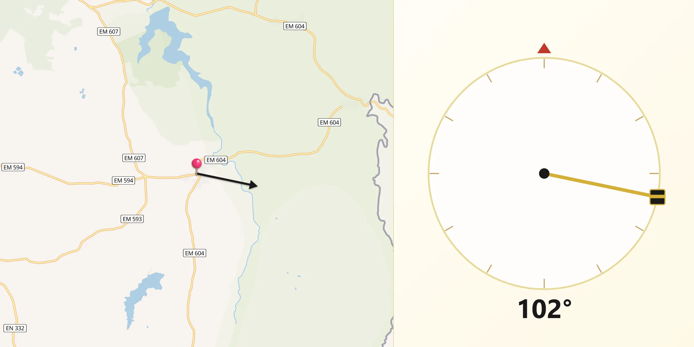 Direção da Qibla a partir de Vermiosa