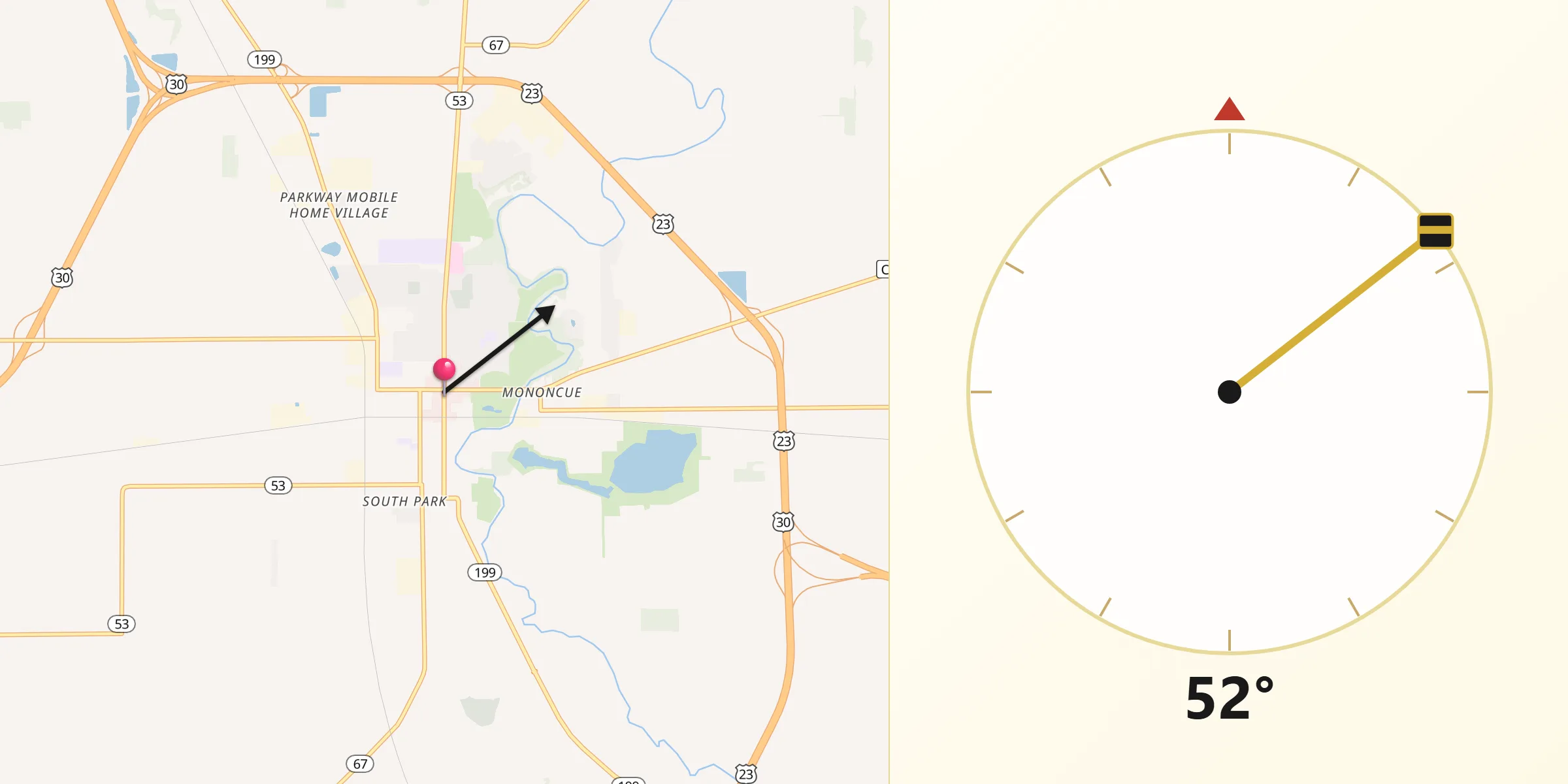Qibla Direction from Upper Sandusky