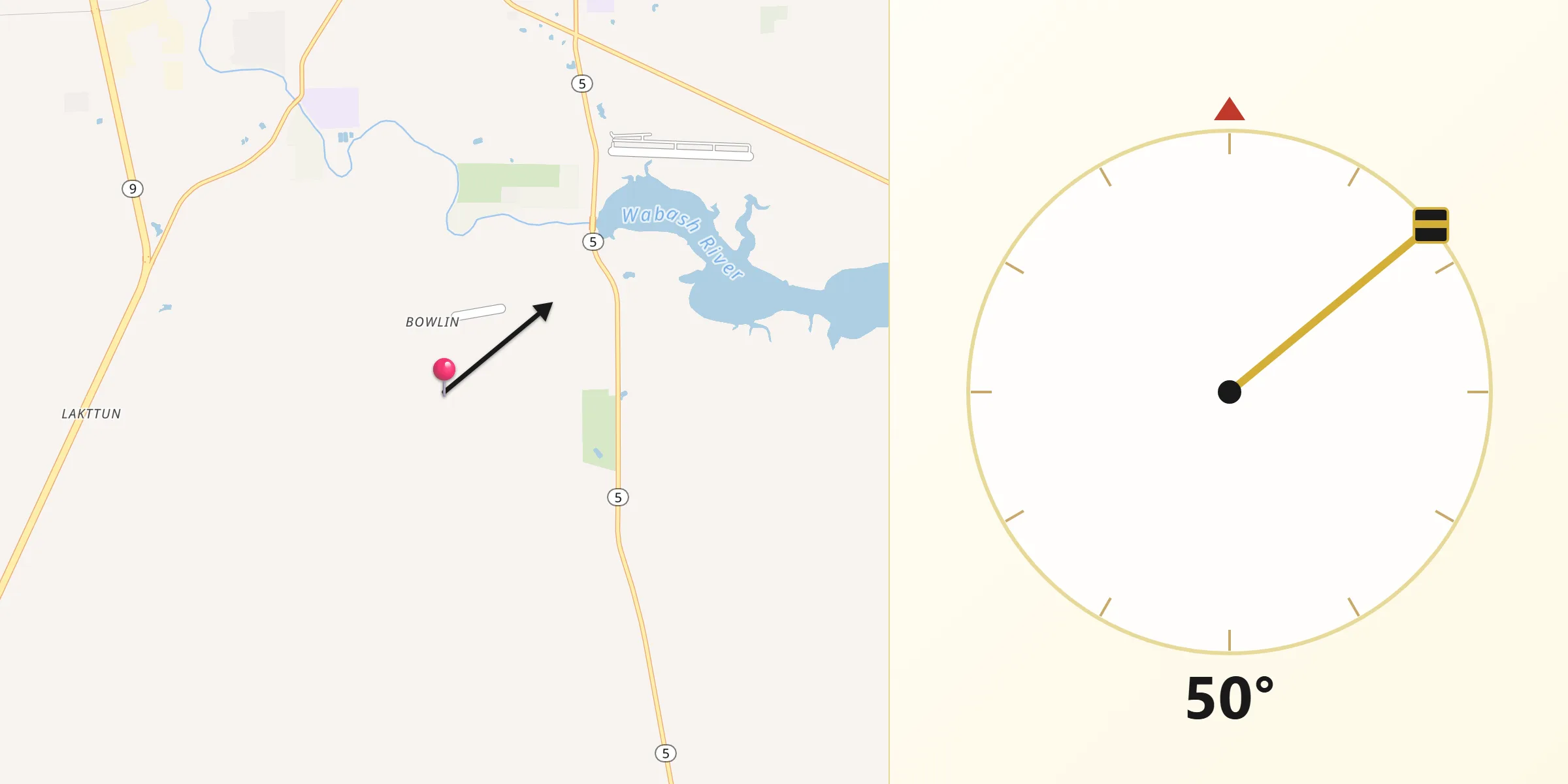 Qibla Direction from Huntington County