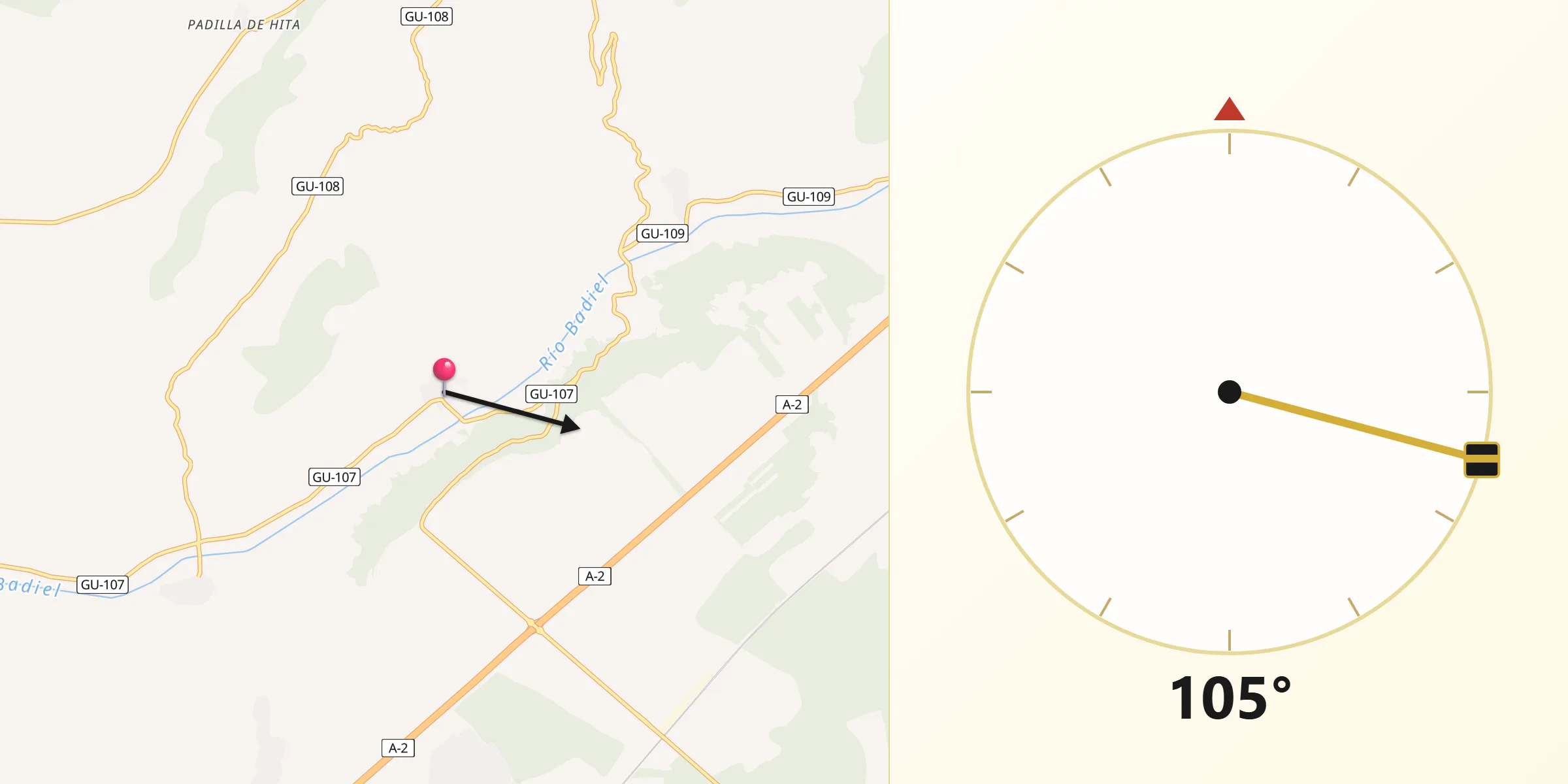 Dirección de la Qibla desde Muduex