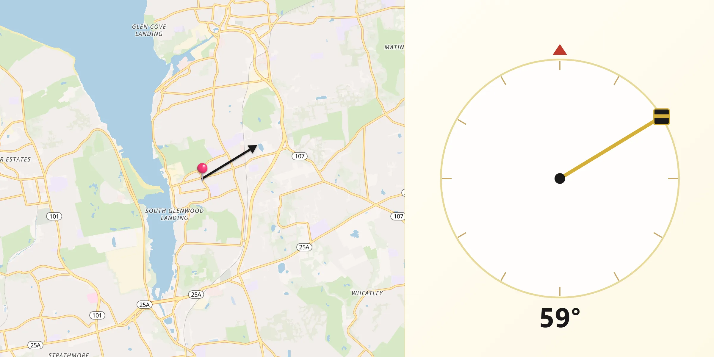 Qibla Direction from Glenwood Landing