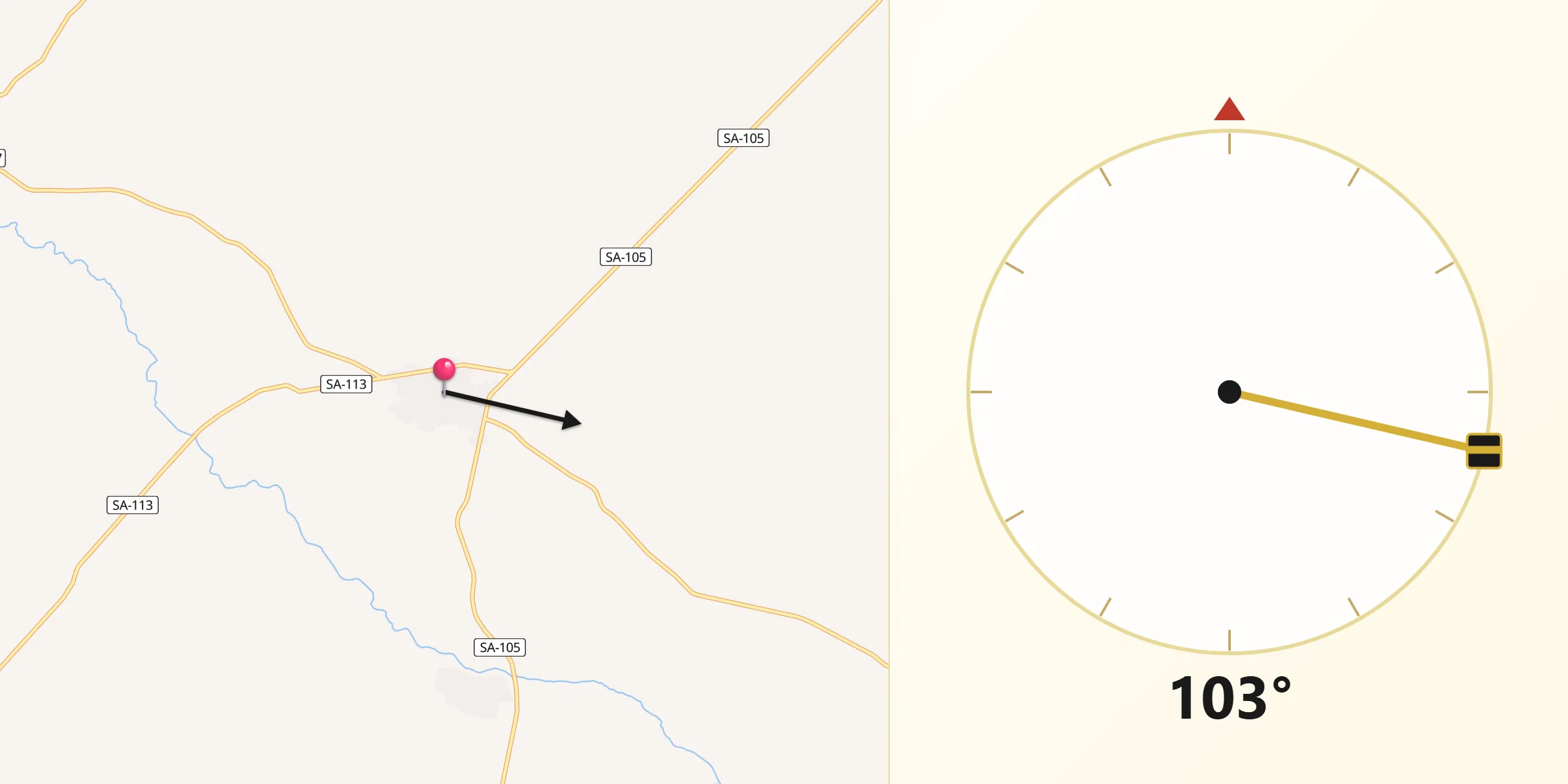 Dirección de la Qibla desde Macotera