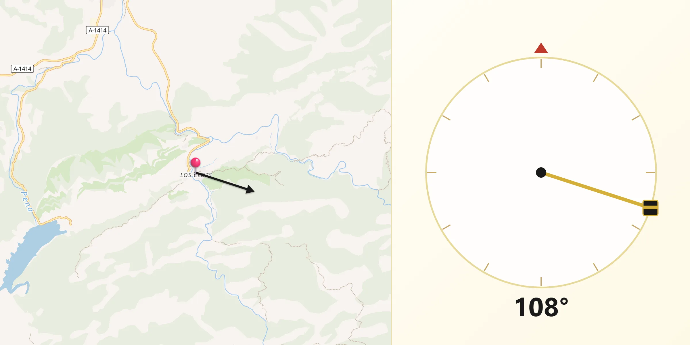 Dirección de la Qibla desde Beceite