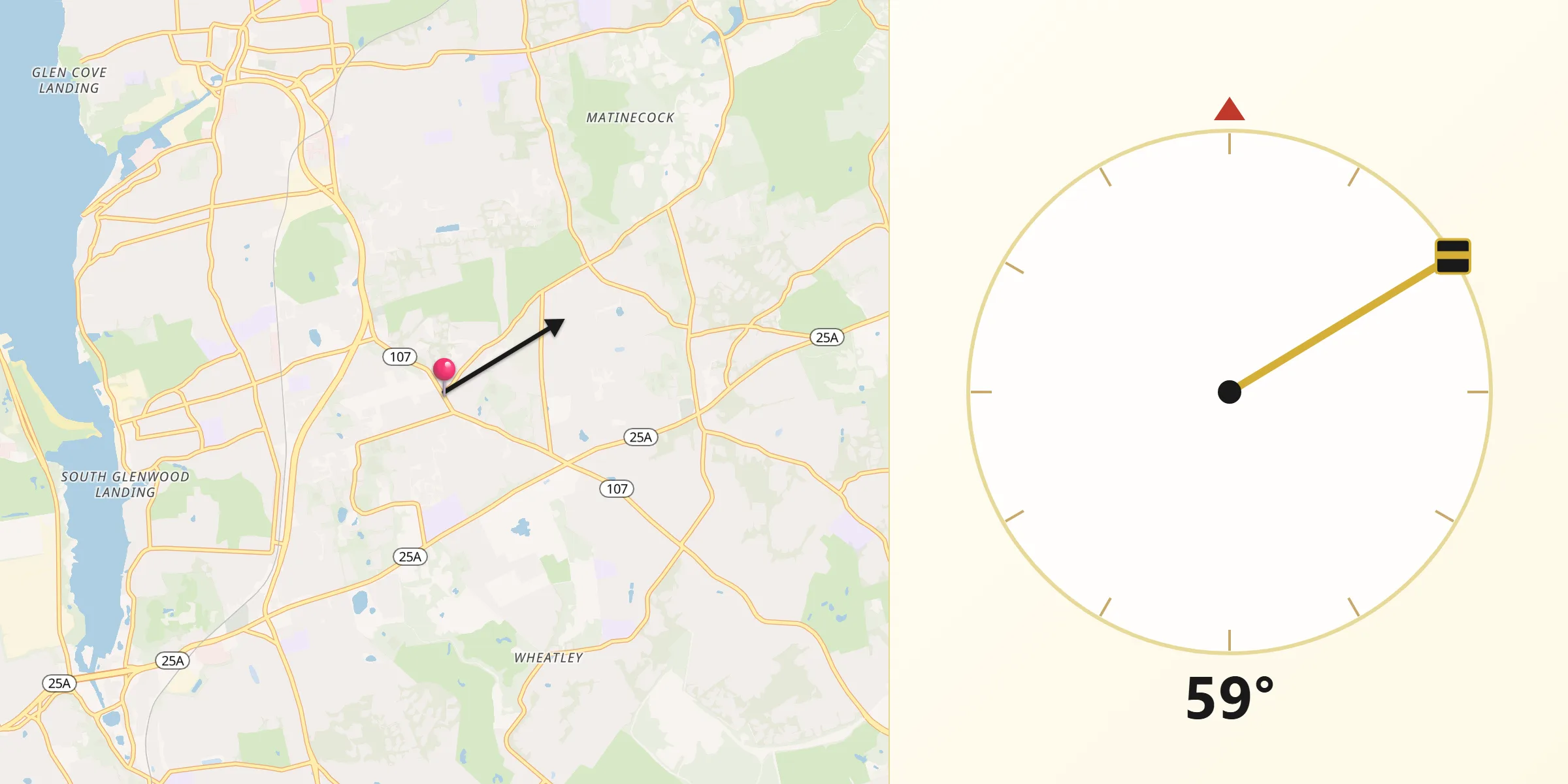 Qibla Direction from Old Brookville