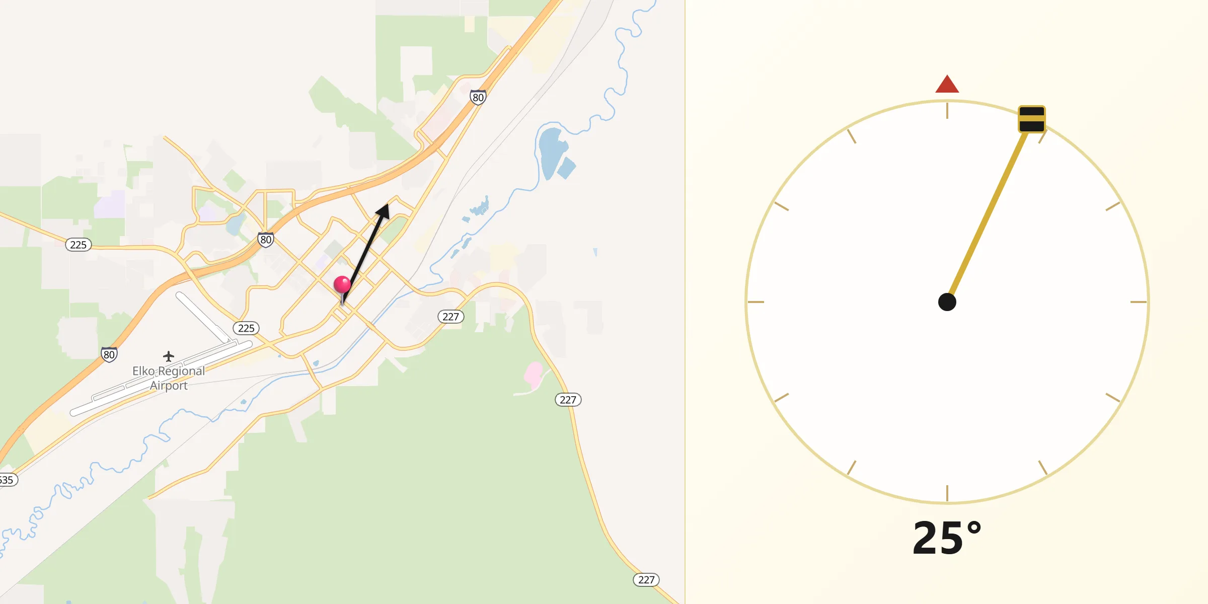 Qibla Direction from Elko