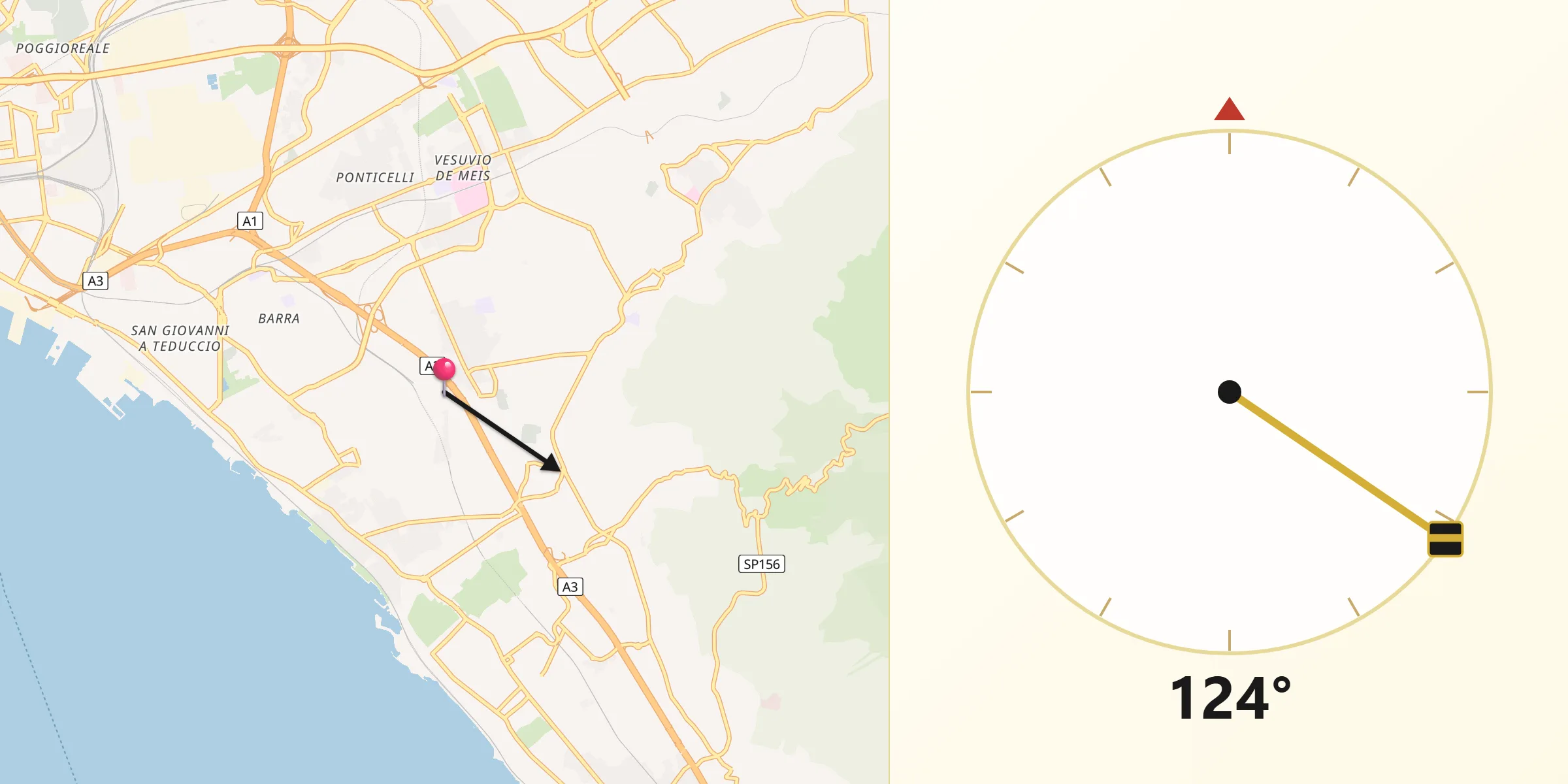 Direzione della Qibla da San Giorgio a Cremano