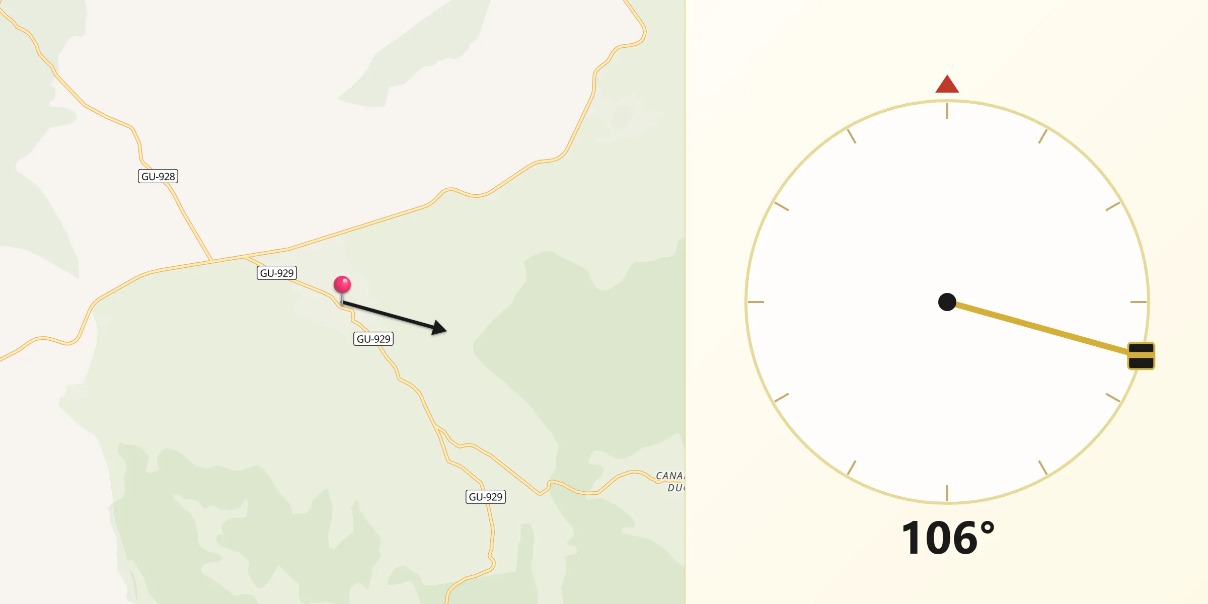 Dirección de la Qibla desde Sacecorbo