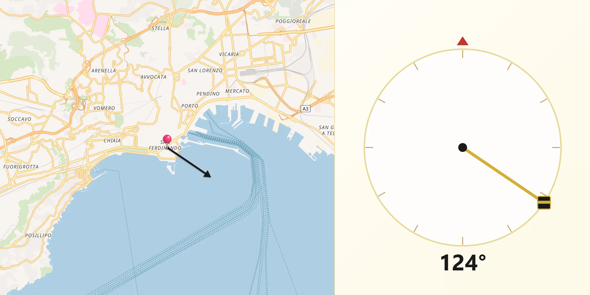 Direzione della Qibla da San Ferdinando