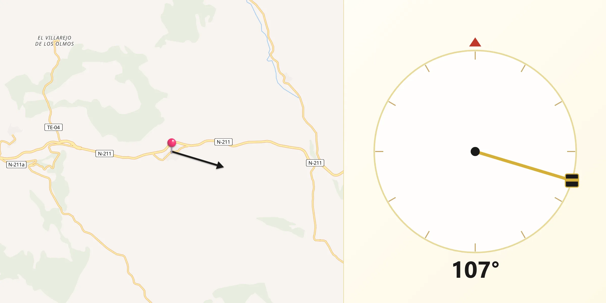 Dirección de la Qibla desde Cosa