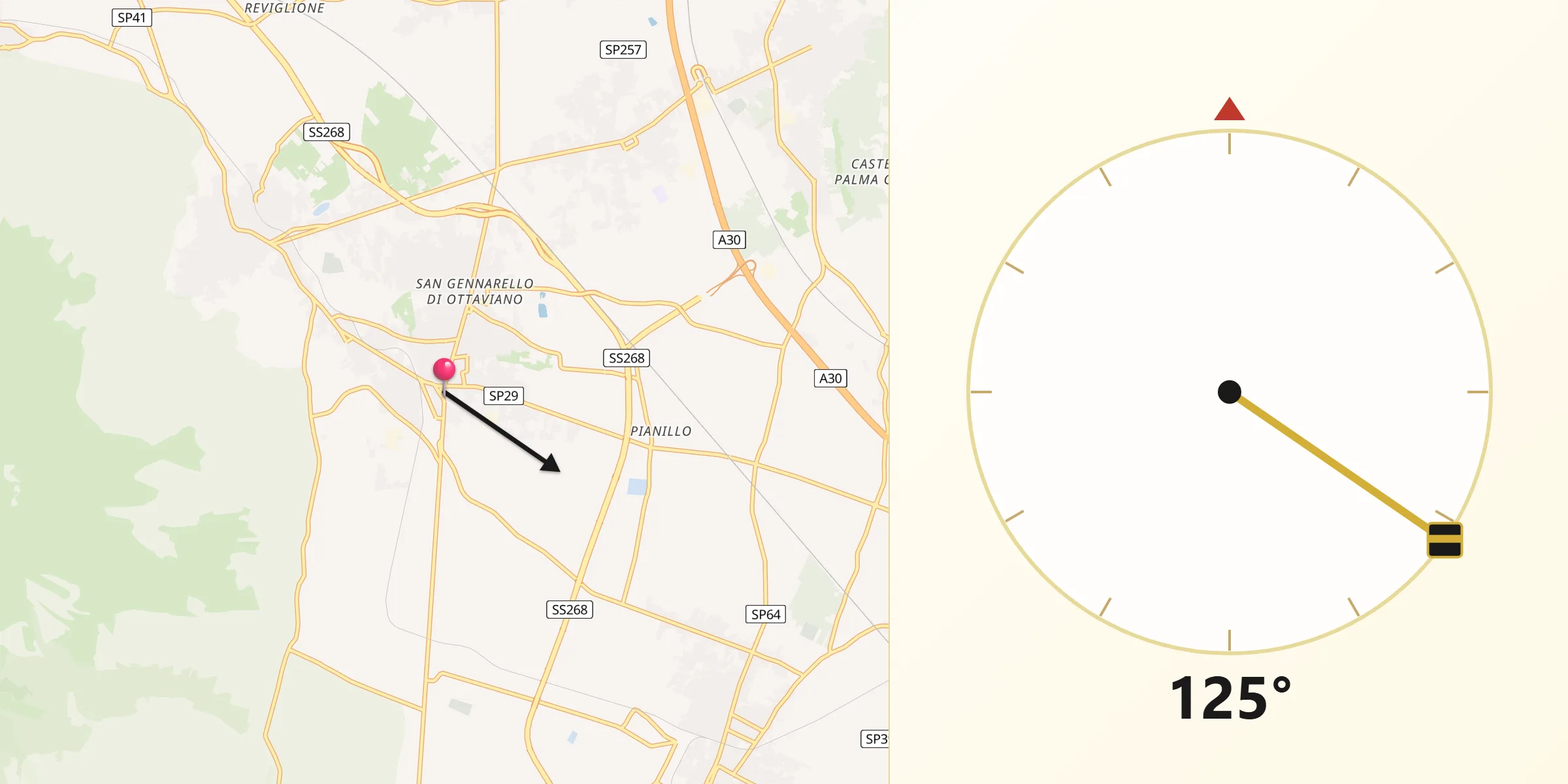 Direzione della Qibla da San Giuseppe Vesuviano