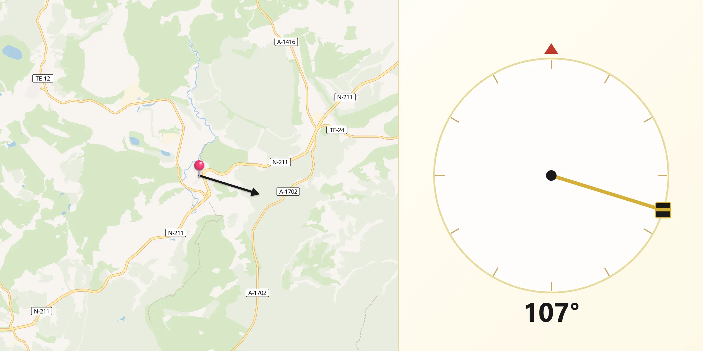 Dirección de la Qibla desde Gargallo